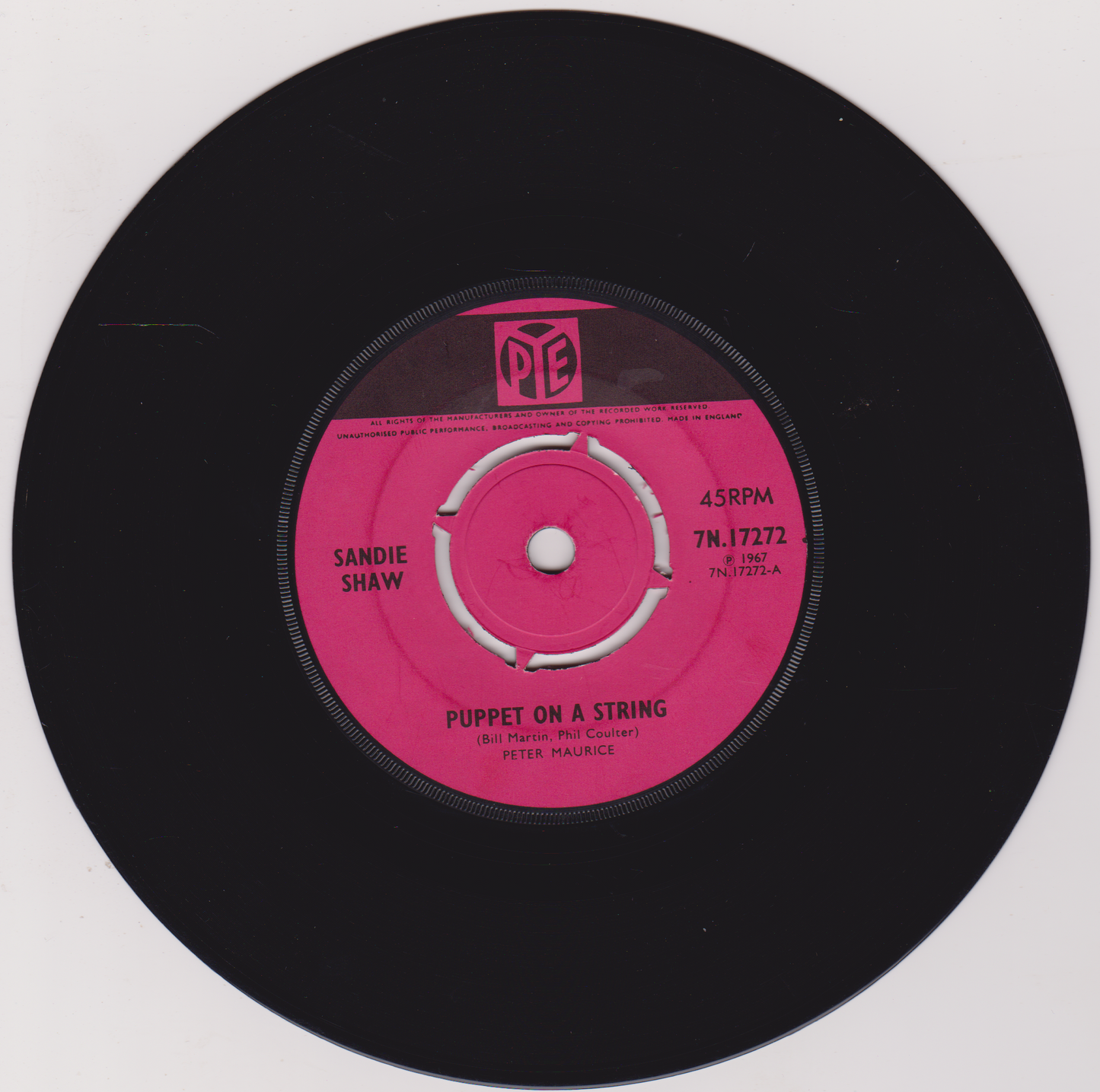 Sandie Shaw - Puppet On A String (Pye, 1967) 7" vinyl single VG/-