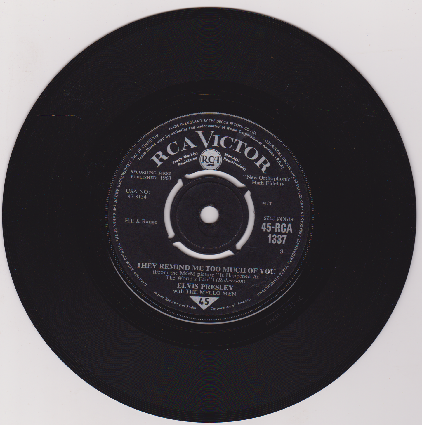 Elvis Presley With The Mello Men – One Broken Heart For Sale (RCA 1963) 7" vinyl single VG/VG