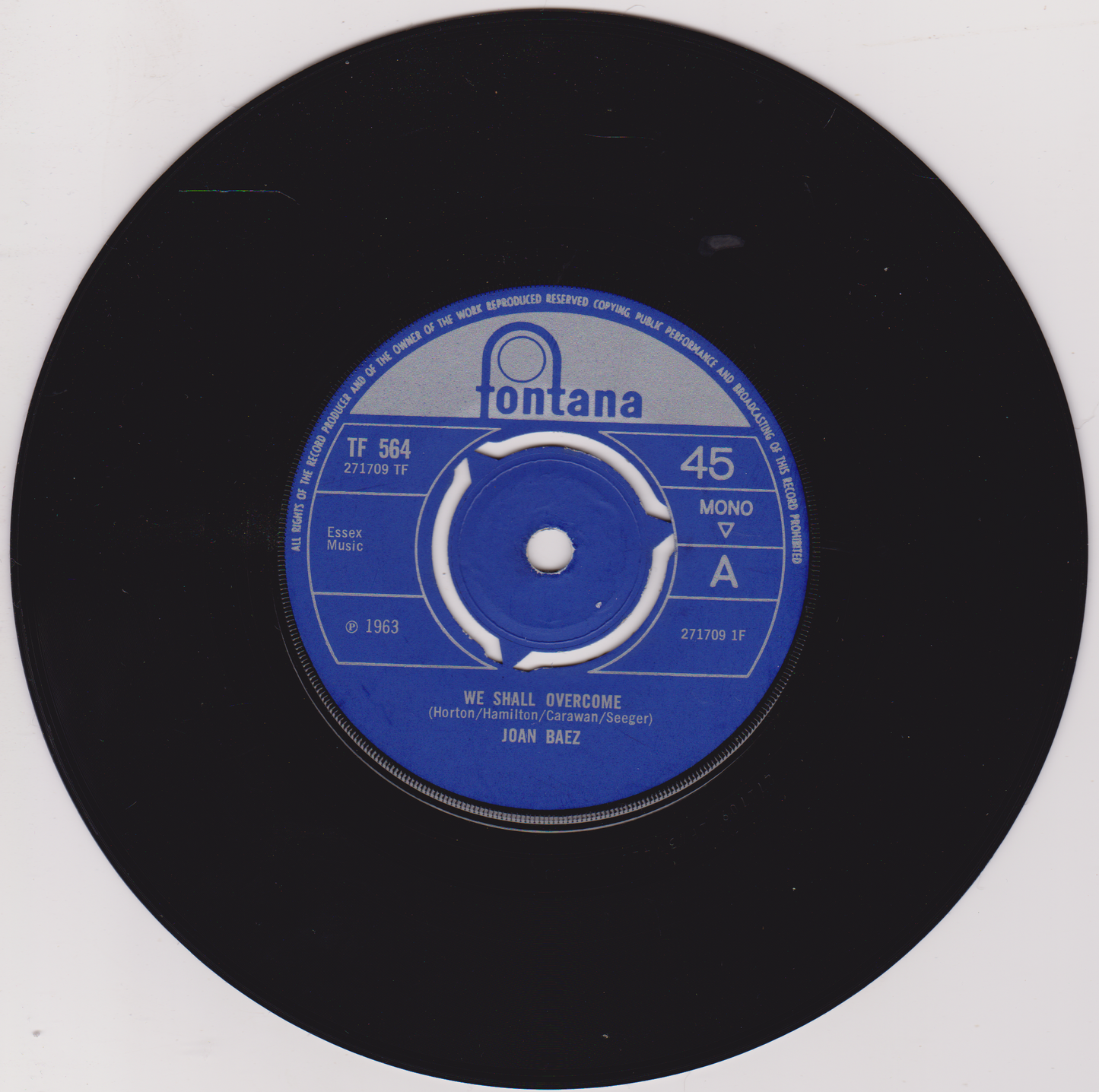 Joan Baez – We Shall Overcome (Fontana 1965) 7" vinyl single VG/VG