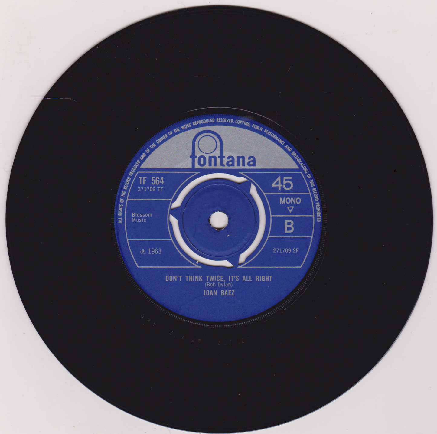 Joan Baez – We Shall Overcome (Fontana 1965) 7" vinyl single VG/VG