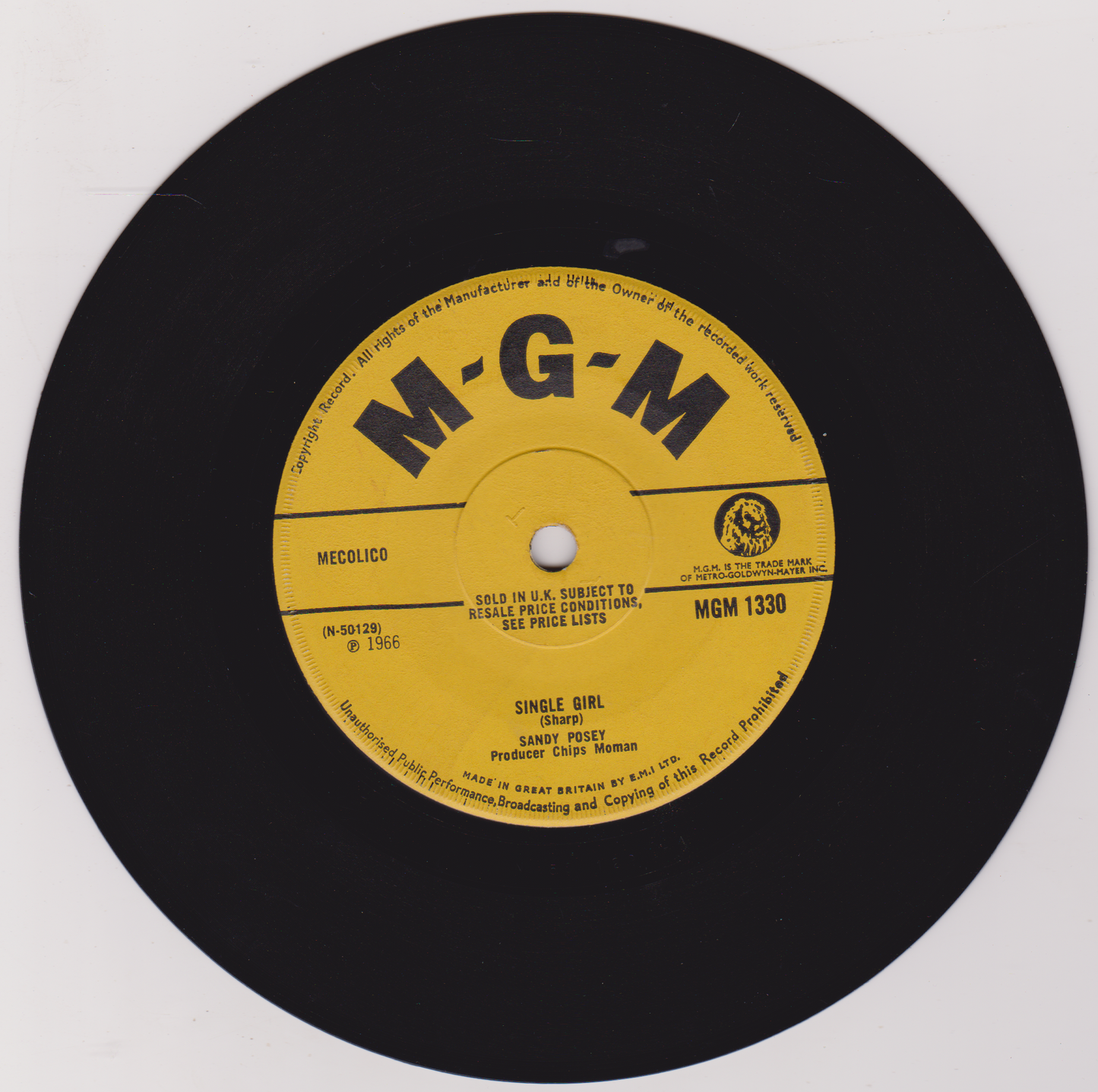 Sandy Posey – Single Girl (MGM 1966) 7" vinyl single VG/-