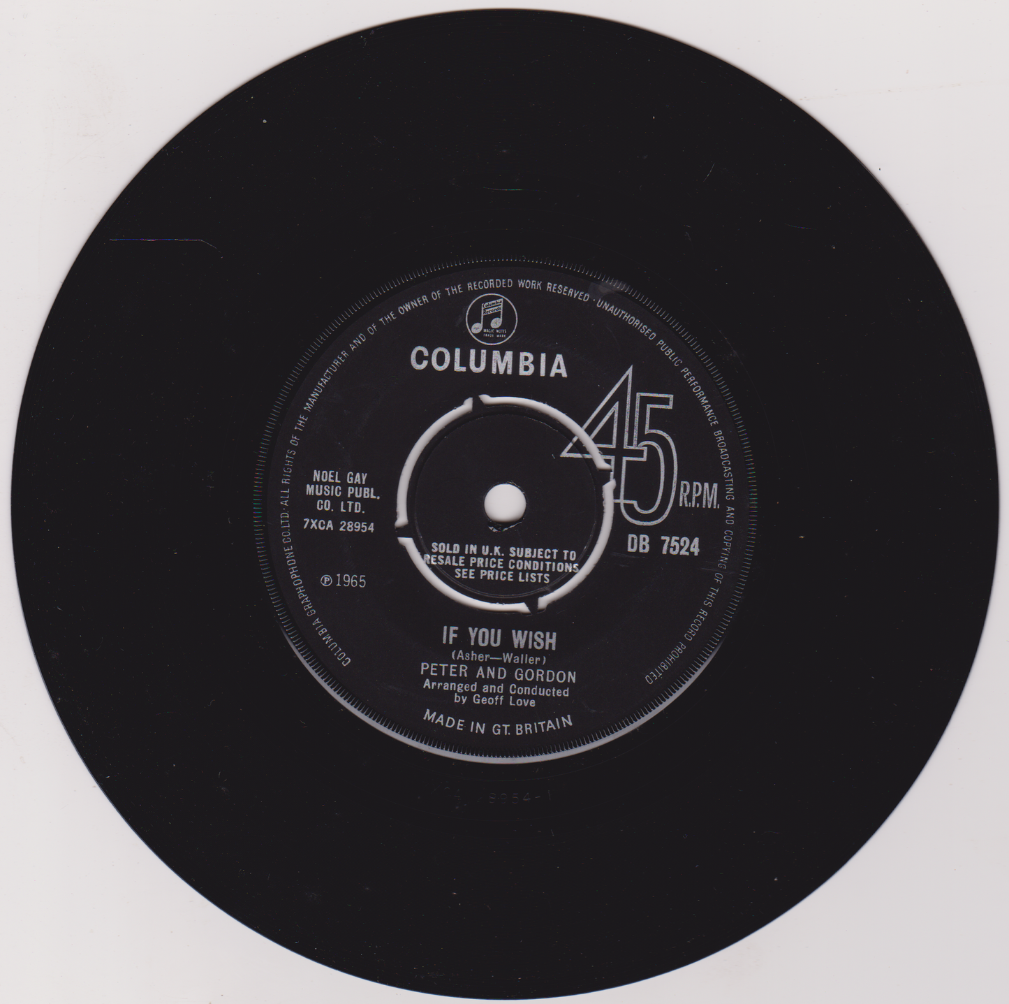 Peter & Gordon – True Love Ways (Columbia 1965) 7" vinyl single VG/VG