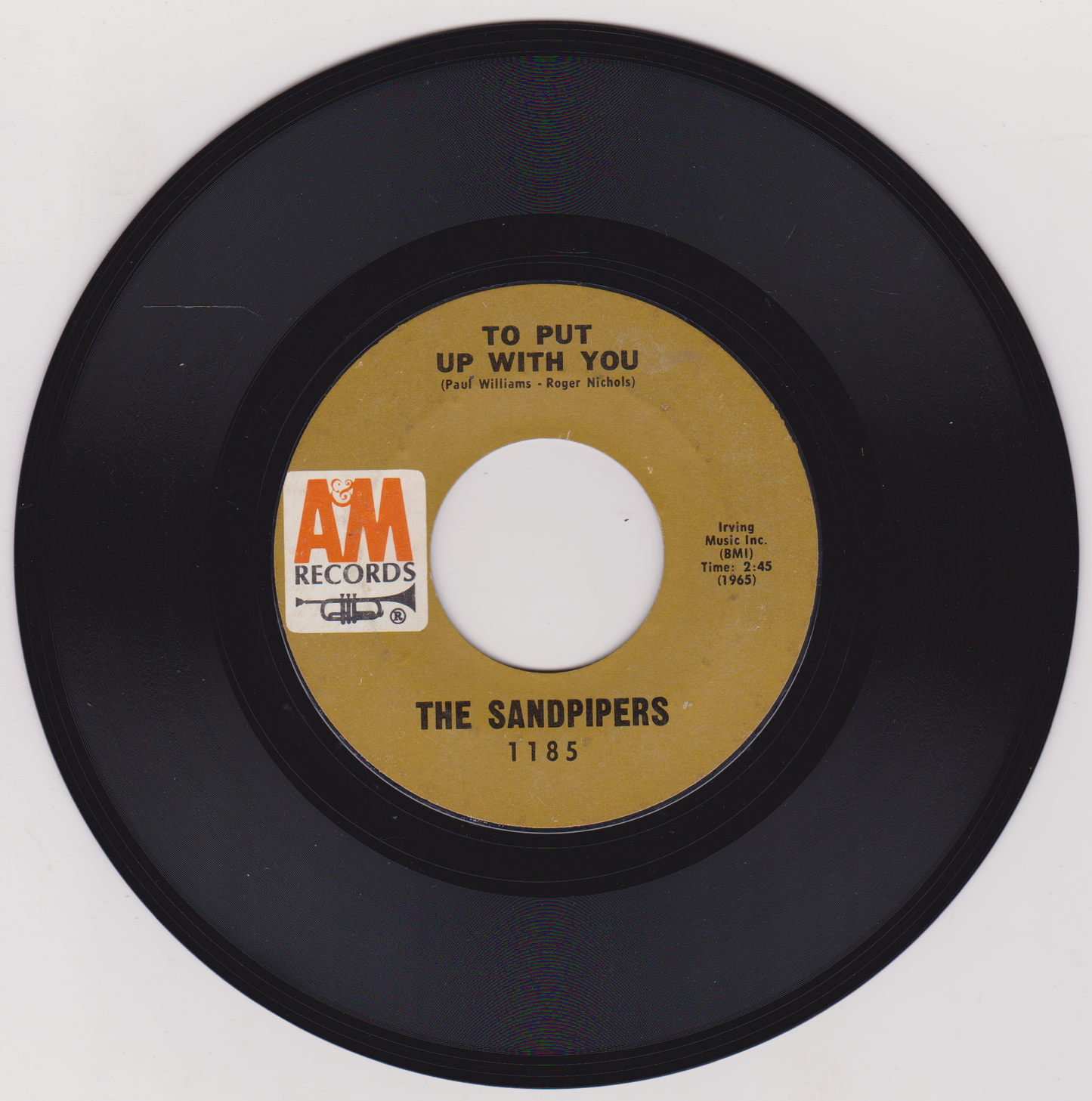The Sandpipers - Come Saturday Morning (A&M 1970) 7" vinyl US single VG/- jukebox centre
