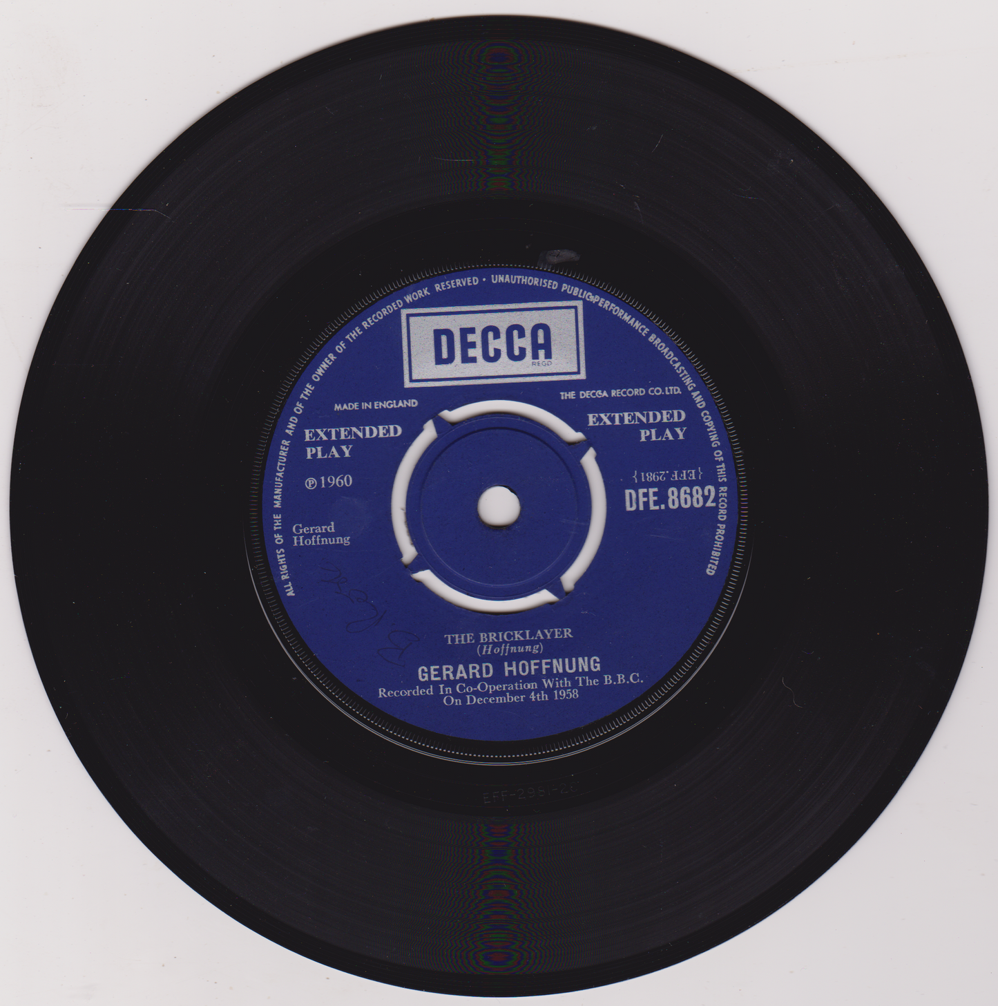 Gerard Hoffnung – Hoffnung At The Oxford Union (Decca 1968) 7" vinyl P/S EP VG/VG