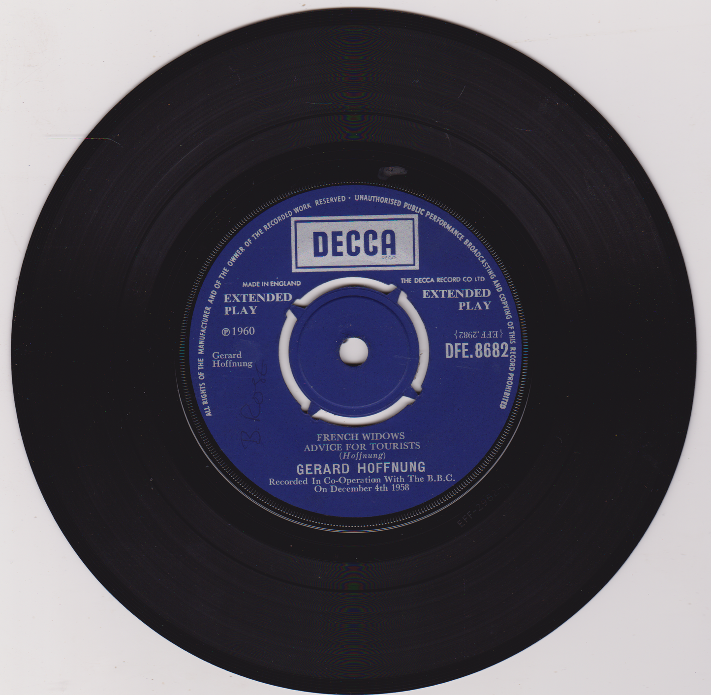 Gerard Hoffnung – Hoffnung At The Oxford Union (Decca 1968) 7" vinyl P/S EP VG/VG