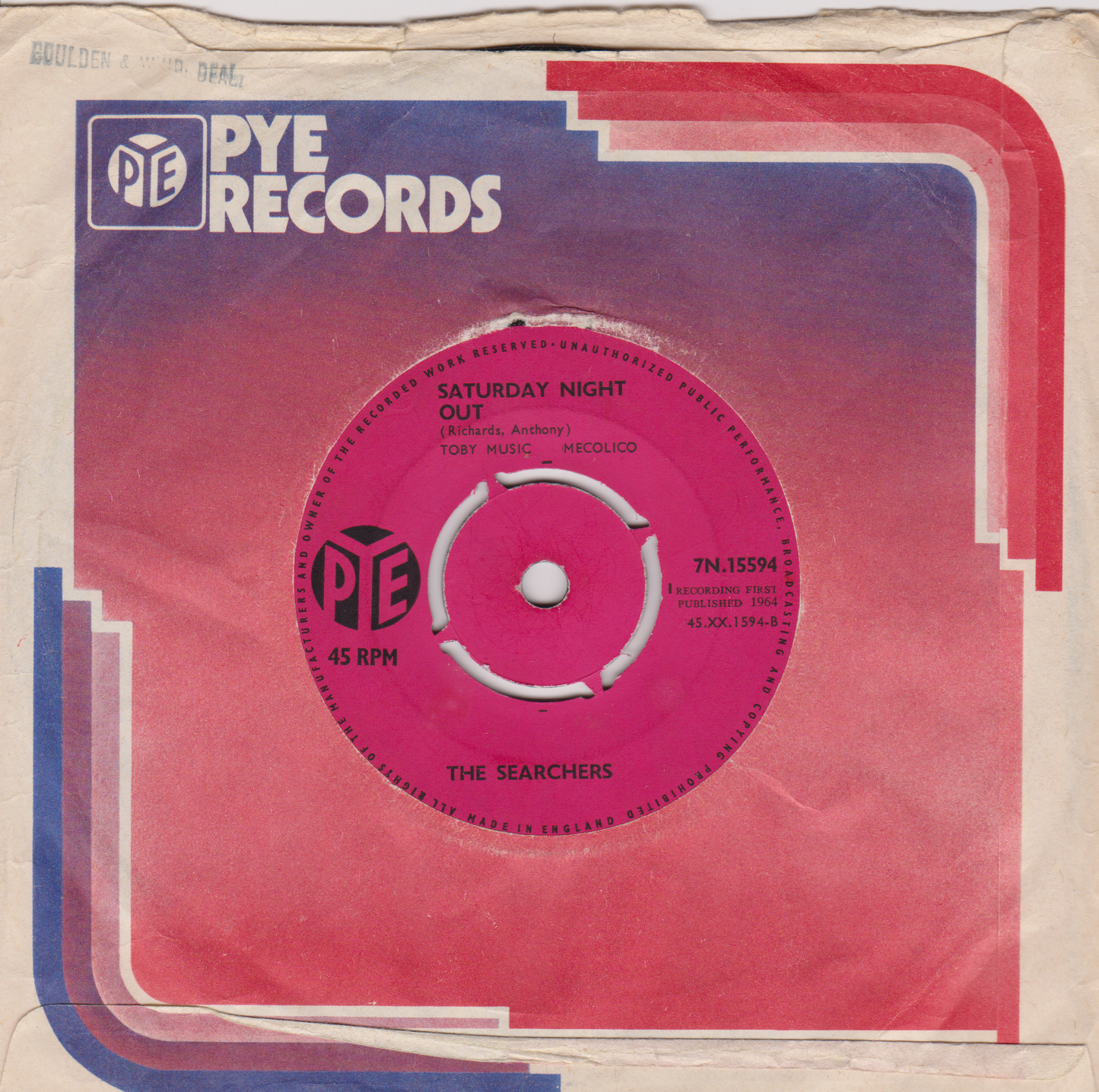 The Searchers – Needles And Pins (Pye 1964) 7" vinyl single VG/-