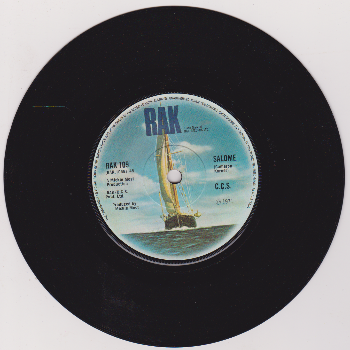 C.C.S. - Walking (RAK, 1971) 7" vinyl single VG/-