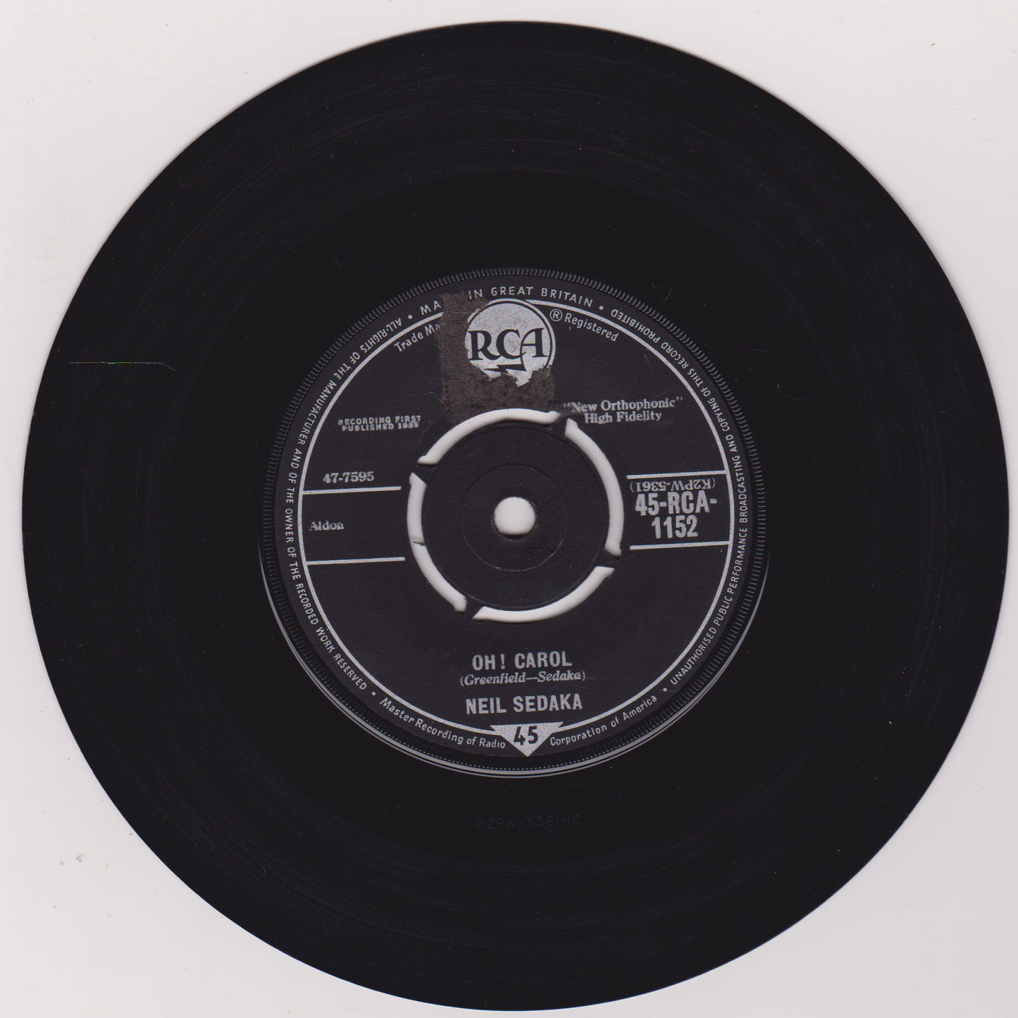 Neil Sedaka – Oh! Carol (RCA 1959) 7" vinyl single VG/-