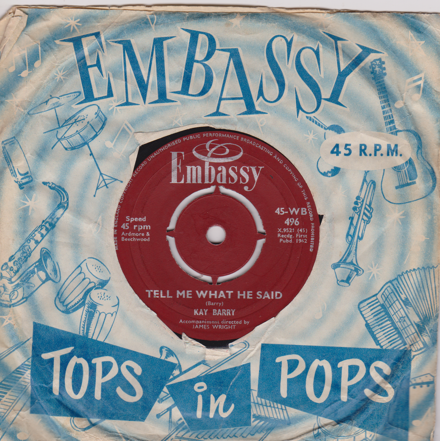 Redd Wayne / Kay Barry – A Little Bitty Tear / Tell Me What He Said 7" vinyl single VG/G+