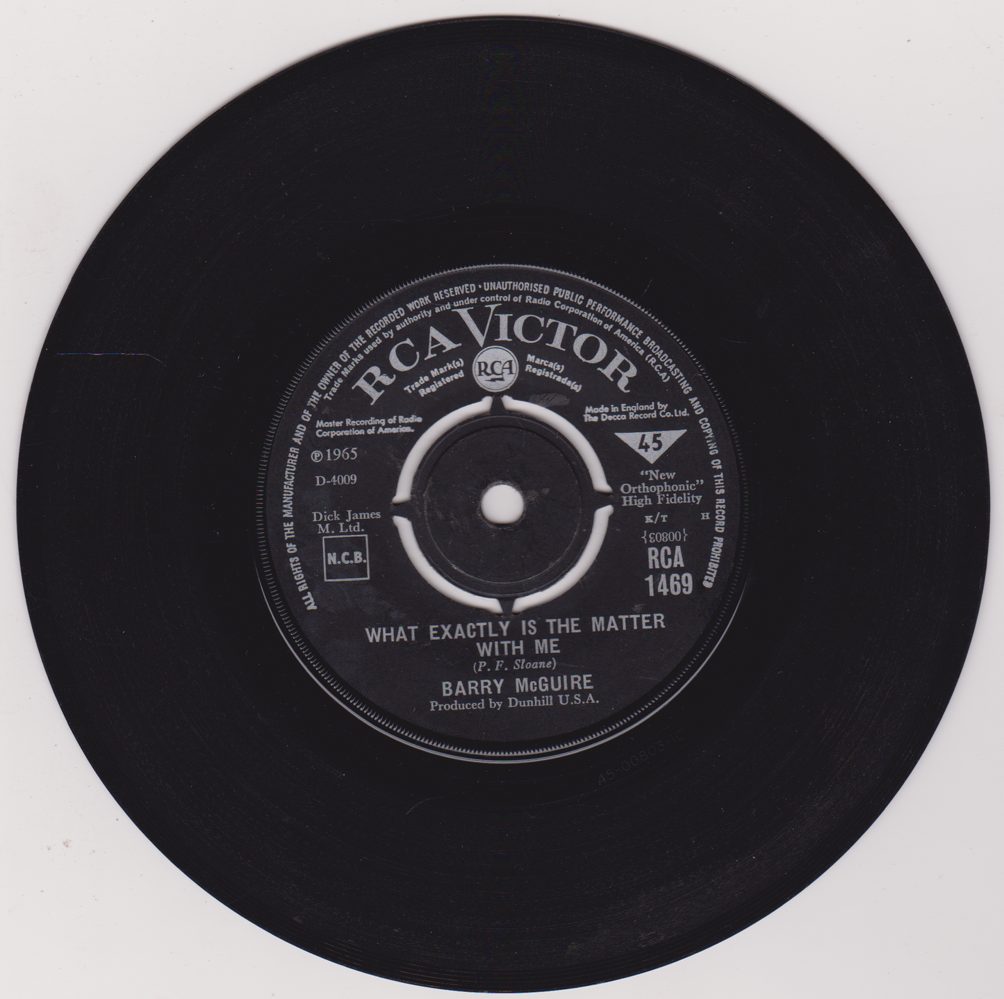 Barry McGuire – Eve Of Destruction (RCA 1965) 7" vinyl single G+/-