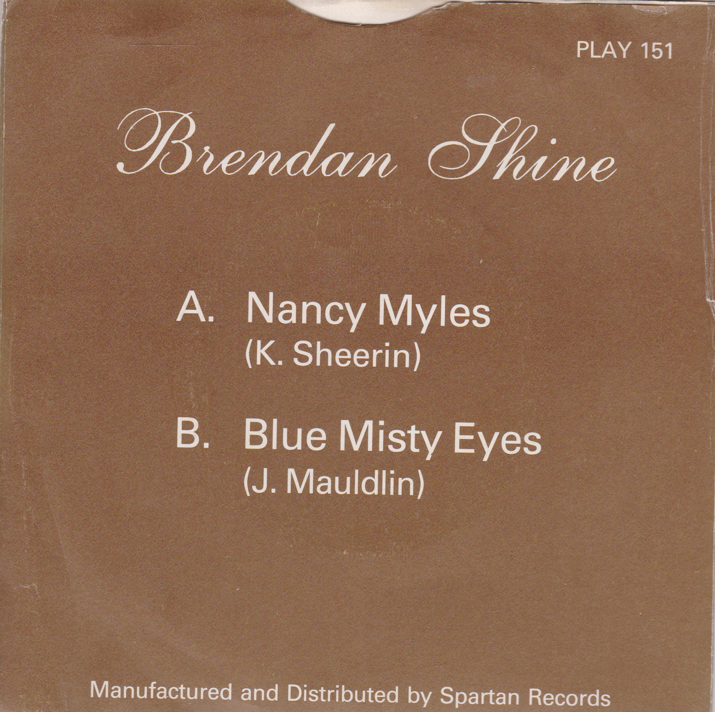 Brendan Shine - Nancy Myles (Play, 1984) 7" vinyl P/S single VG/G+