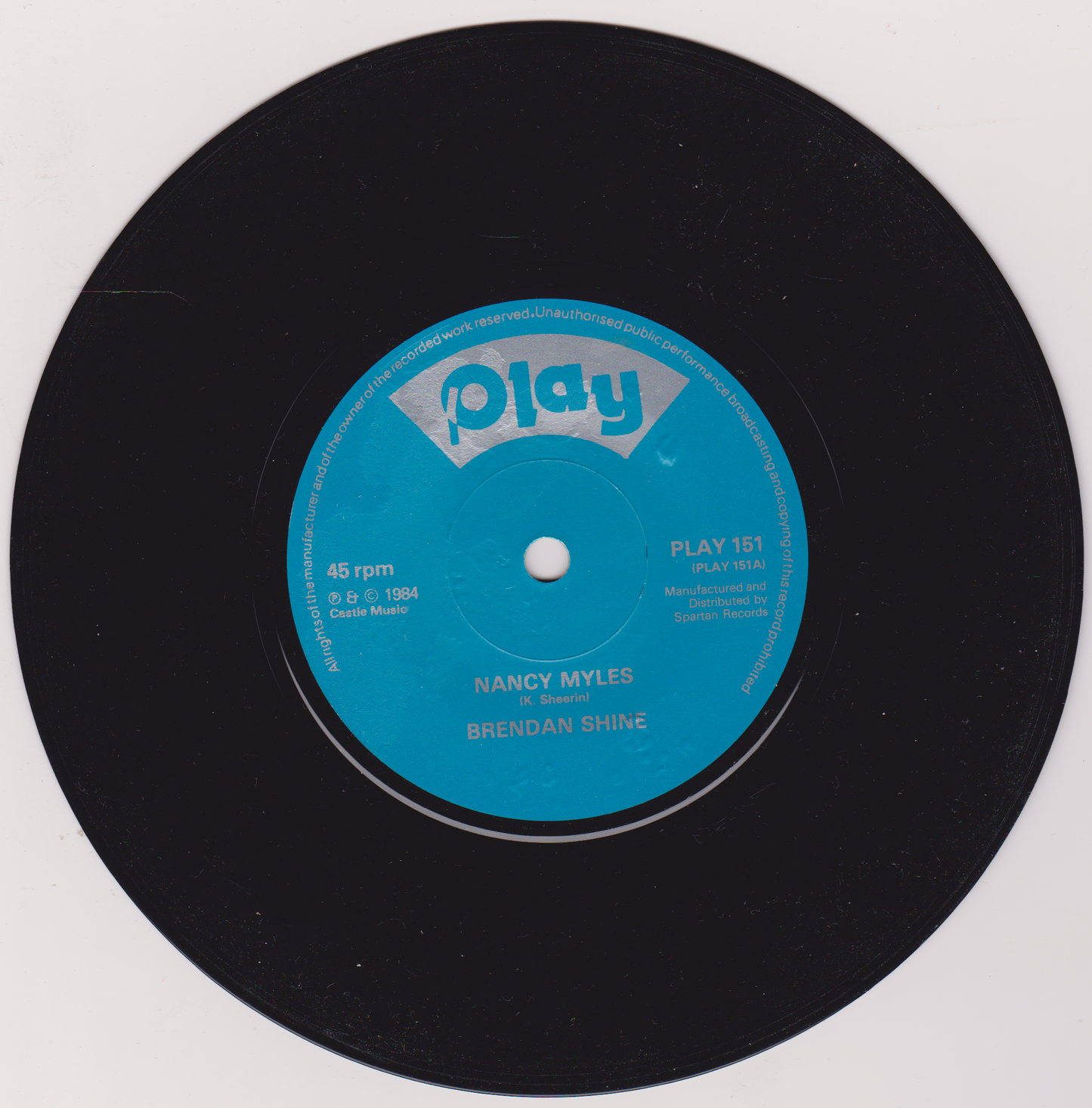 Brendan Shine - Nancy Myles (Play, 1984) 7" vinyl P/S single VG/G+