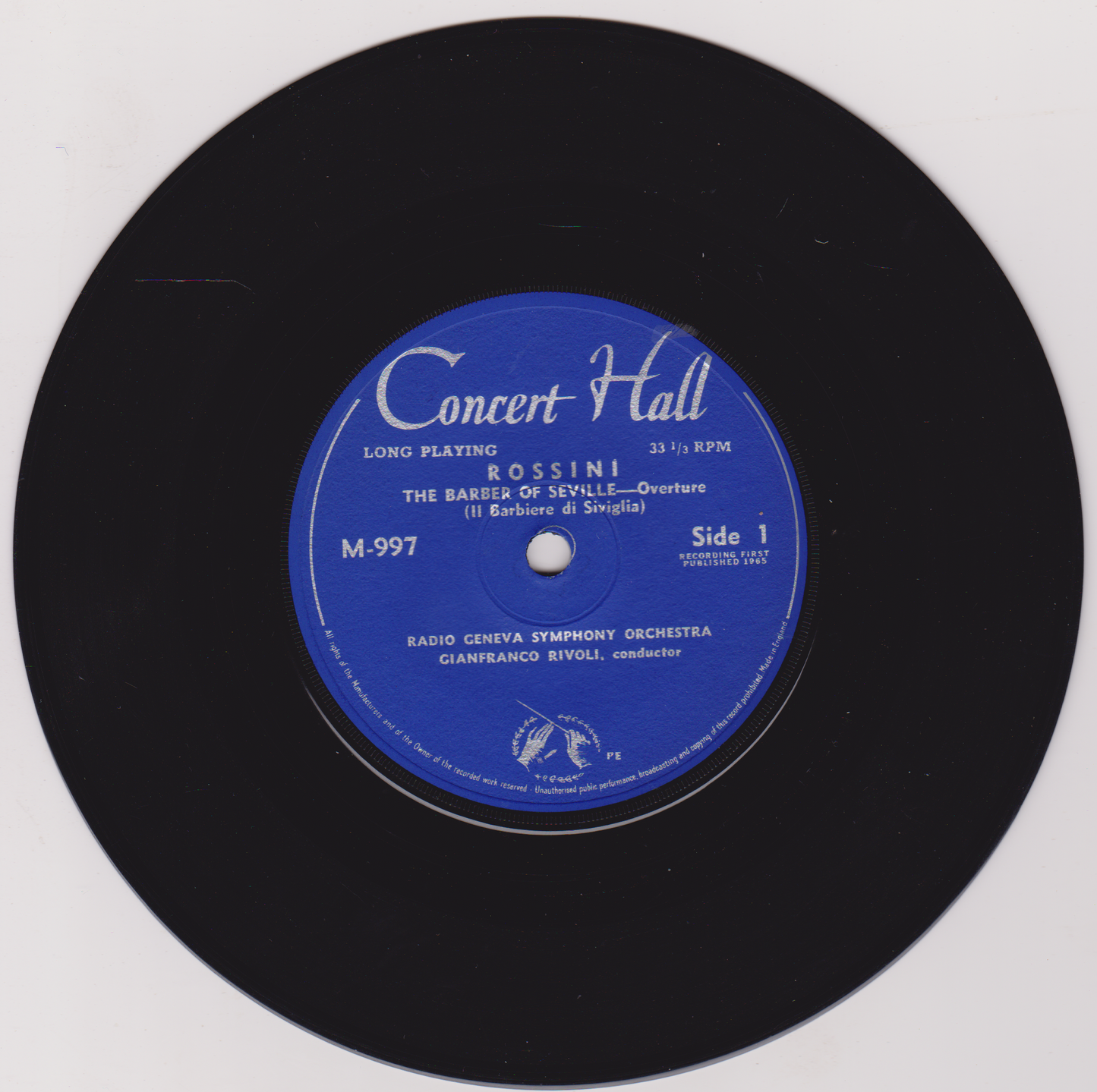Rossini - Overtures (Concert Hall) 7" vinyl P/S EP VG/VG 33rpm