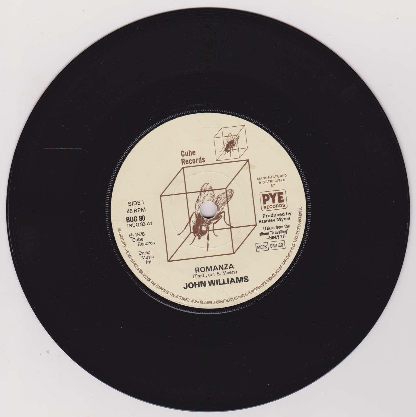 John Williams - Romanza (Cube 1978) 7" vinyl single VG/-
