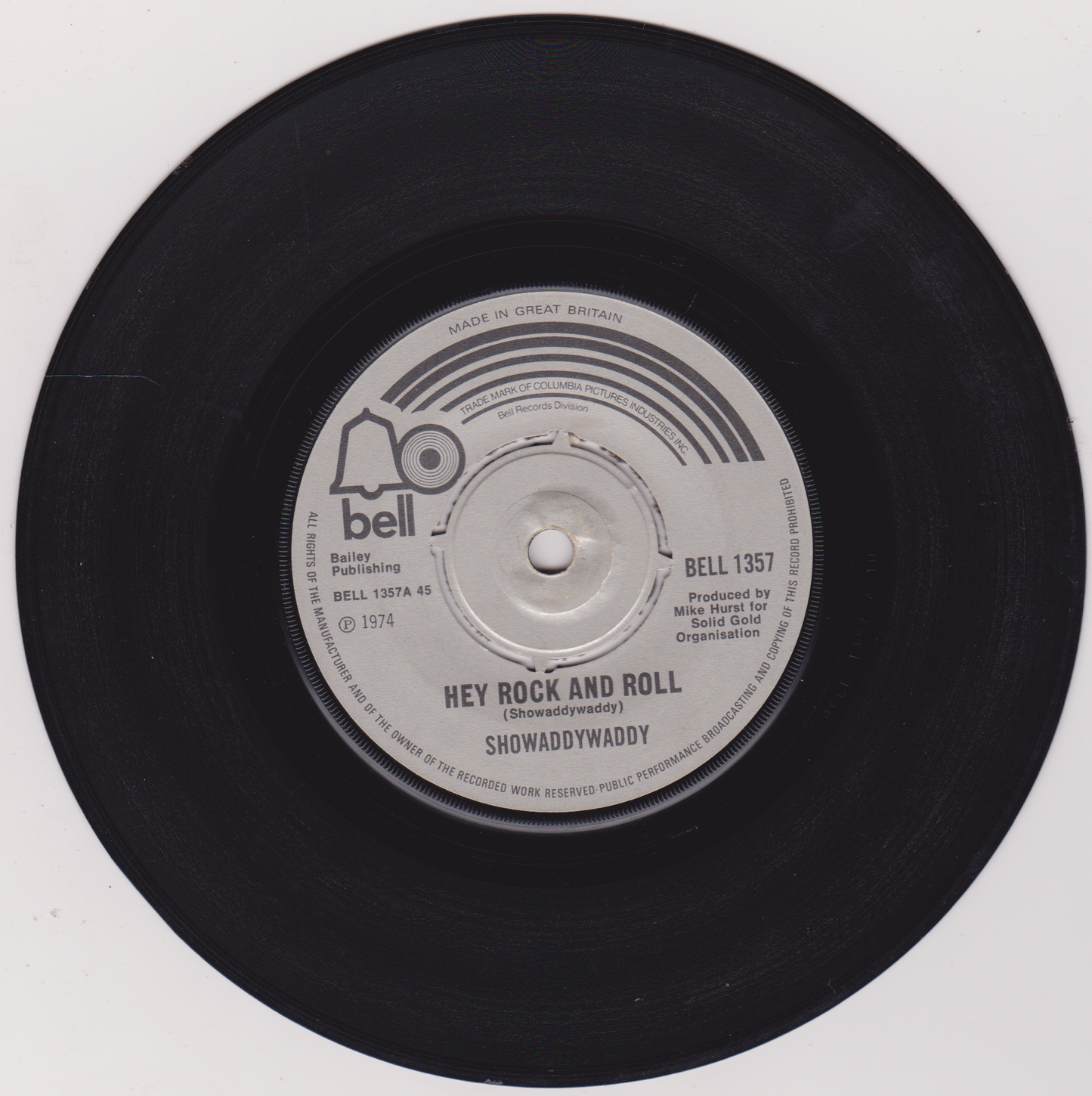 Showaddywaddy - Hey Rock And Roll (Bell 1974) 7" vinyl single VG/-