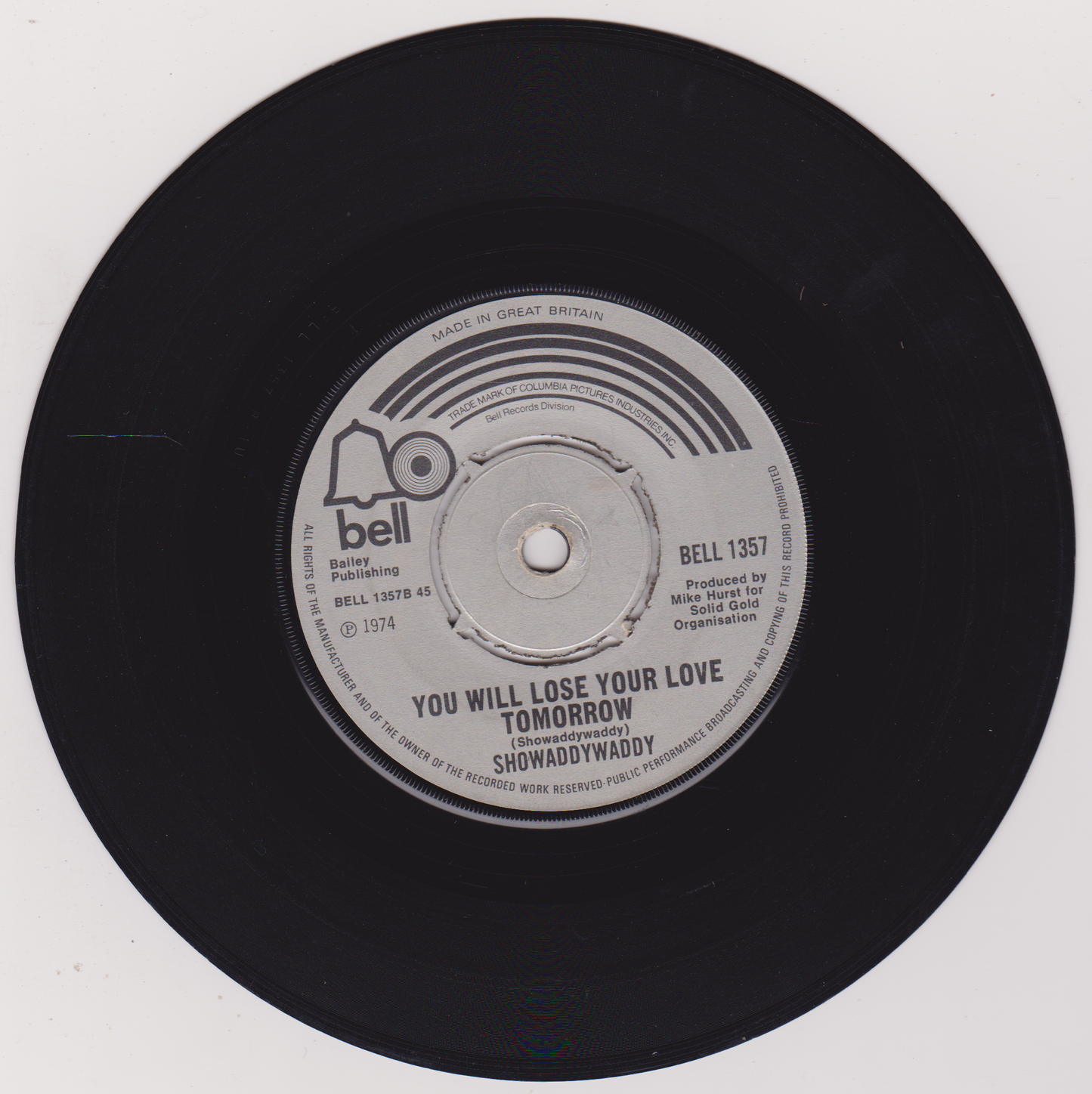 Showaddywaddy - Hey Rock And Roll (Bell 1974) 7" vinyl single VG/-