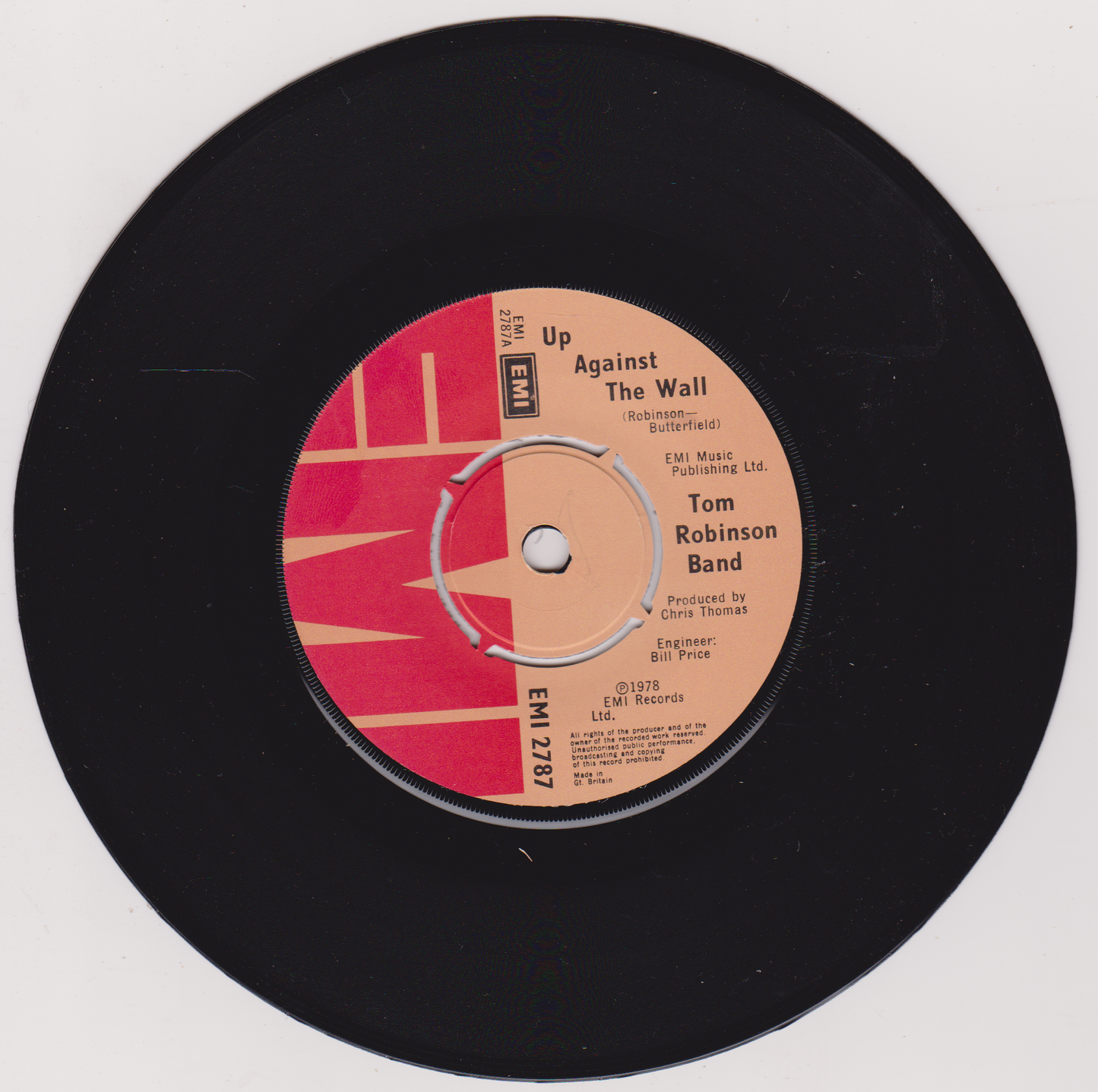 Tom Robinson Band - Up Against The Wall (EMI 1978) 7" vinyl P/S single VG/VG