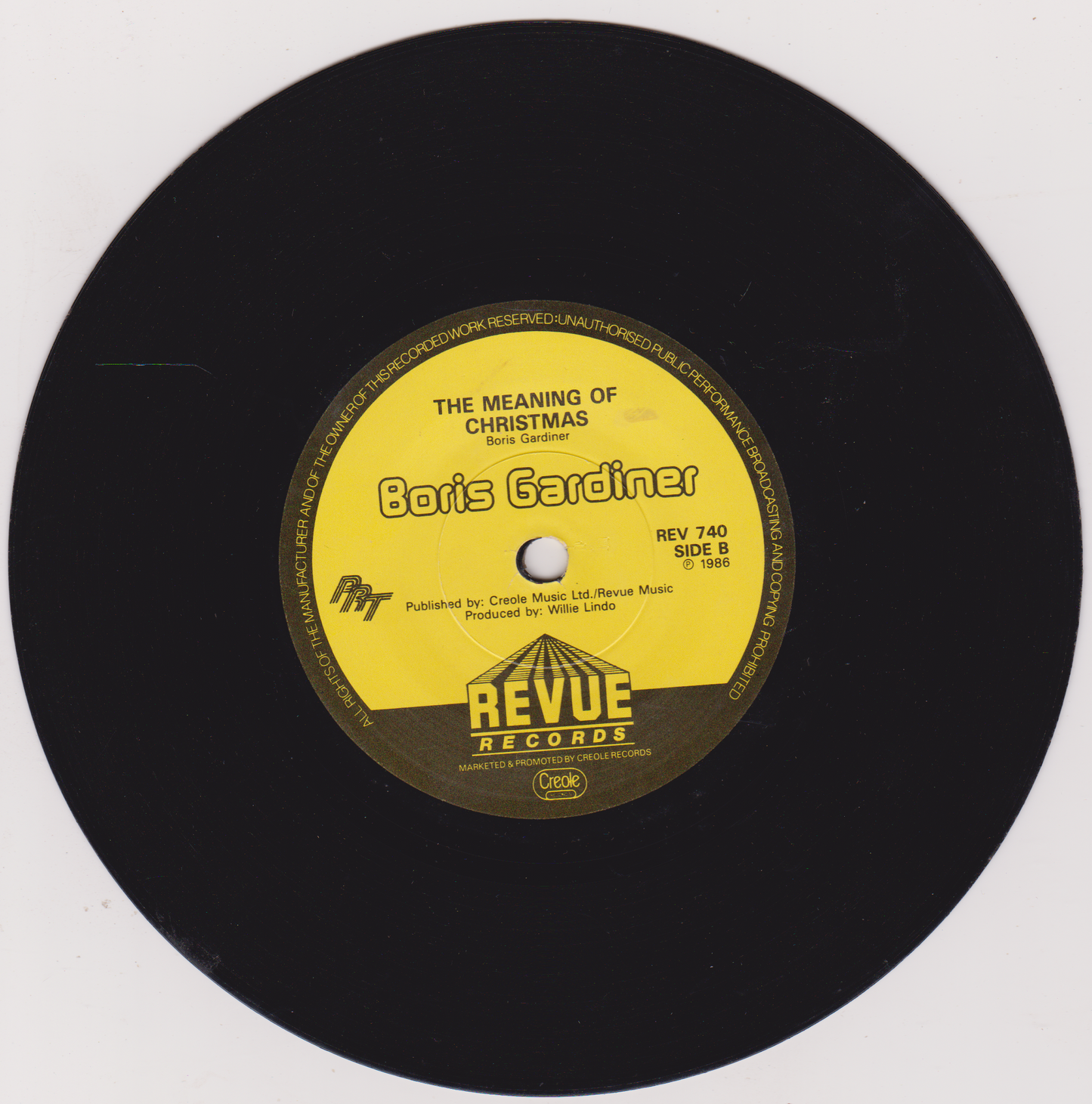 Boris Gardiner – The Meaning Of Christmas (Revue 1986) 7" vinyl P/S single VG/VG