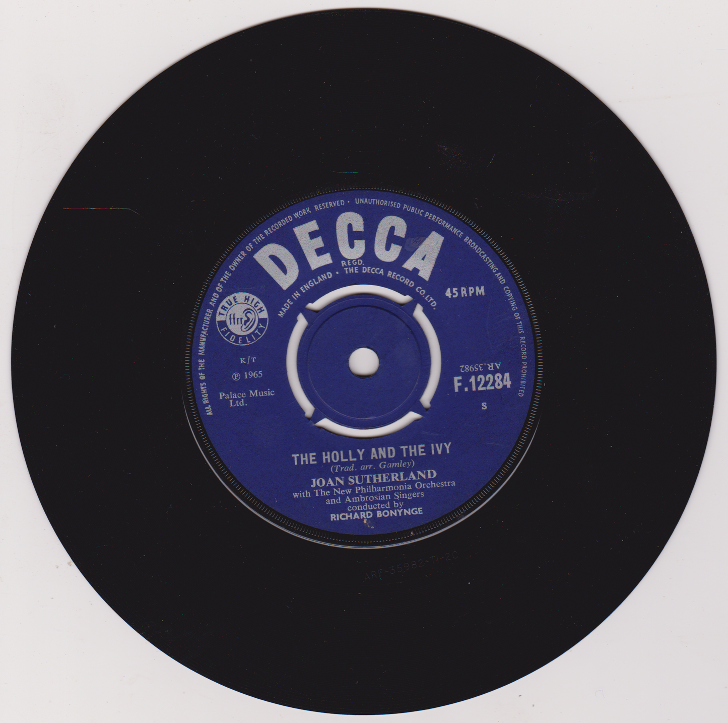 Joan Sutherland – The Twelve Days Of Christmas (Decca 1965) 7" vinyl single VG/-
