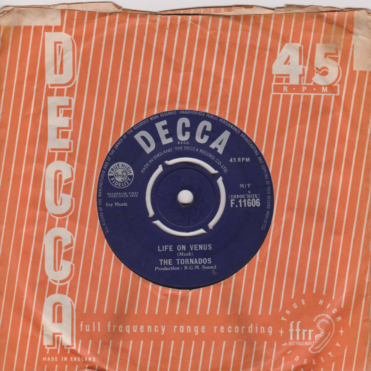 The Tornados – Robot (Decca 1963) 7" vinyl single VG/VG