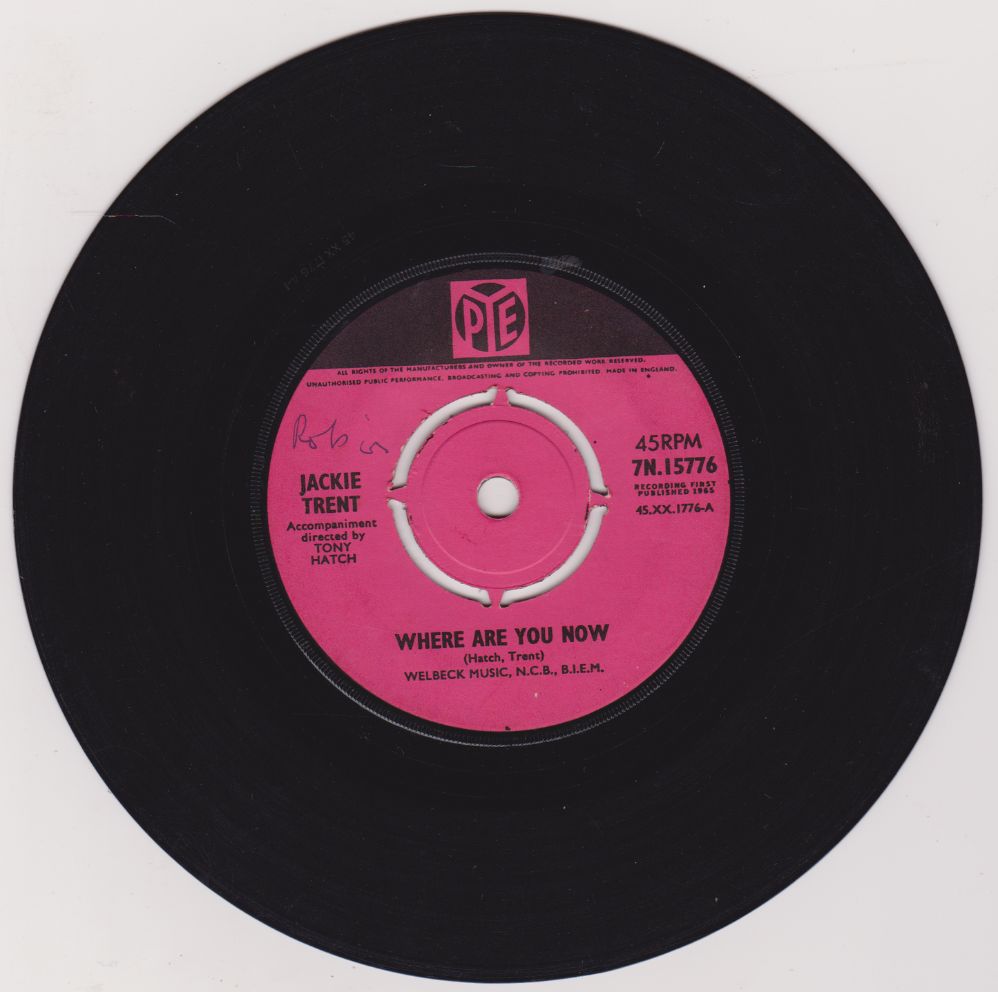 Jackie Trent – Where Are You Now (Pye 1965) 7" vinyl single VG/-