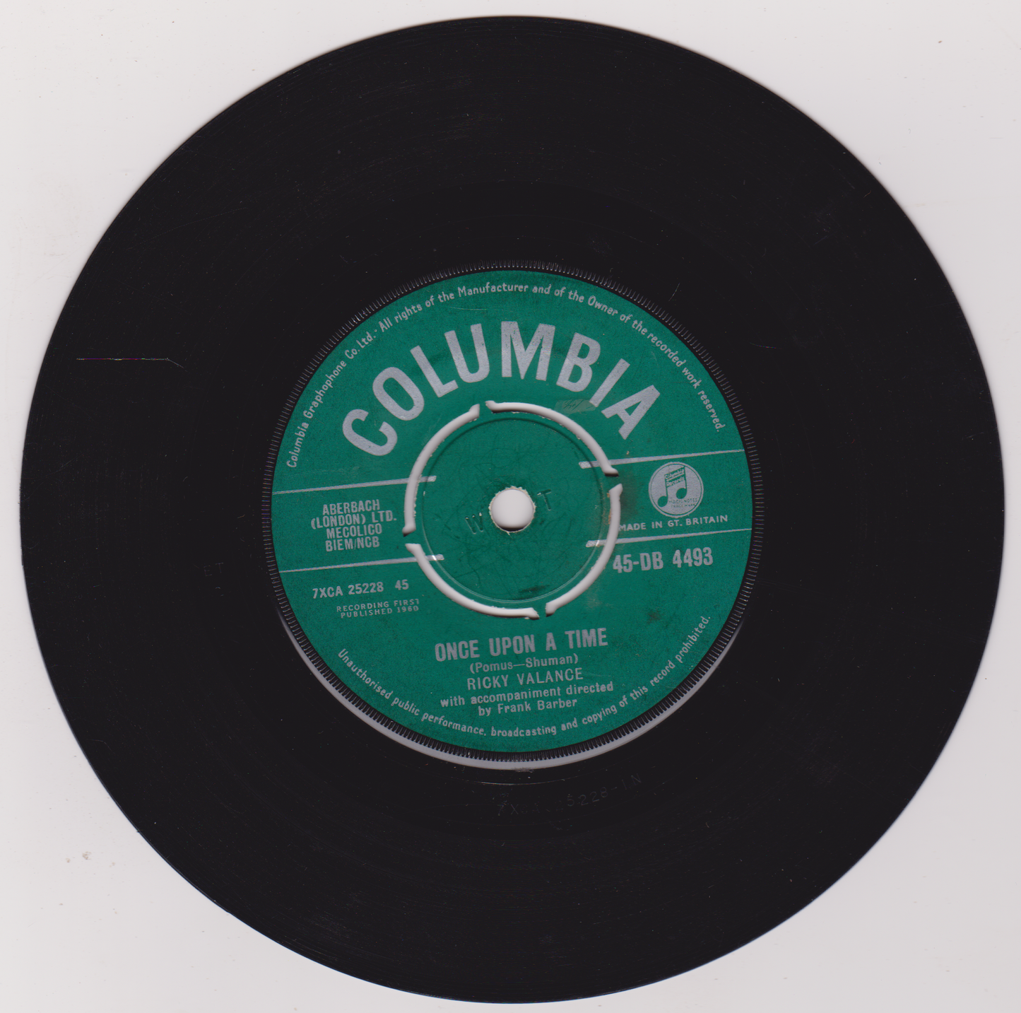 Ricky Valance – Tell Laura I Love Her (Columbia 1960) 7" vinyl single VG/-