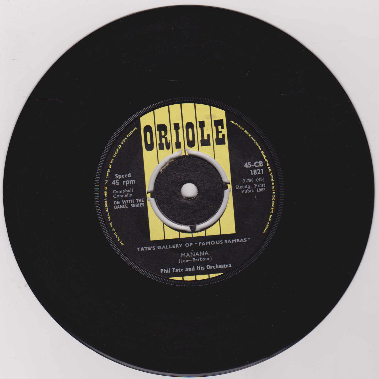 Phil Tate & His Orchestra – Choo Choo Samba / Manana (Oriole) 7" vinyl single VG/-