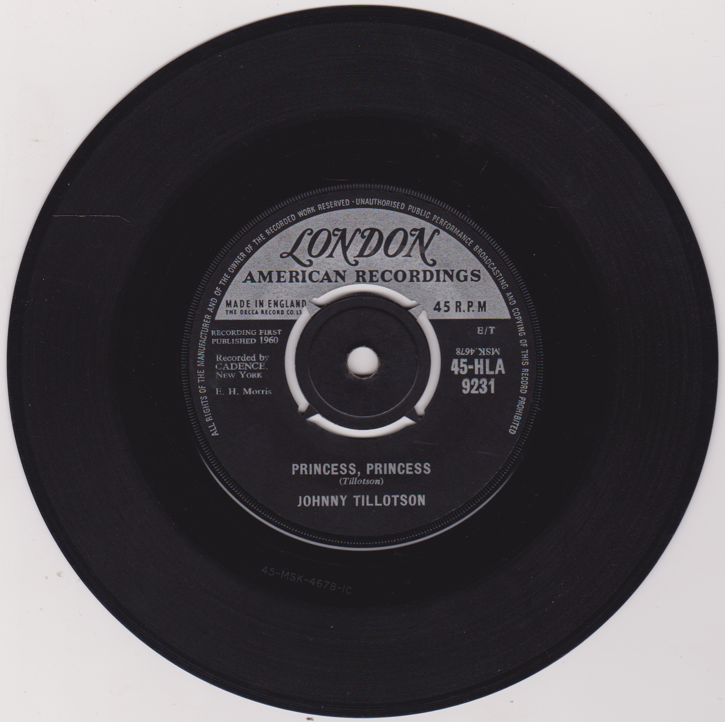 Johnny Tillotson – Poetry In Motion (London 1960) 7" vinyl single VG/-