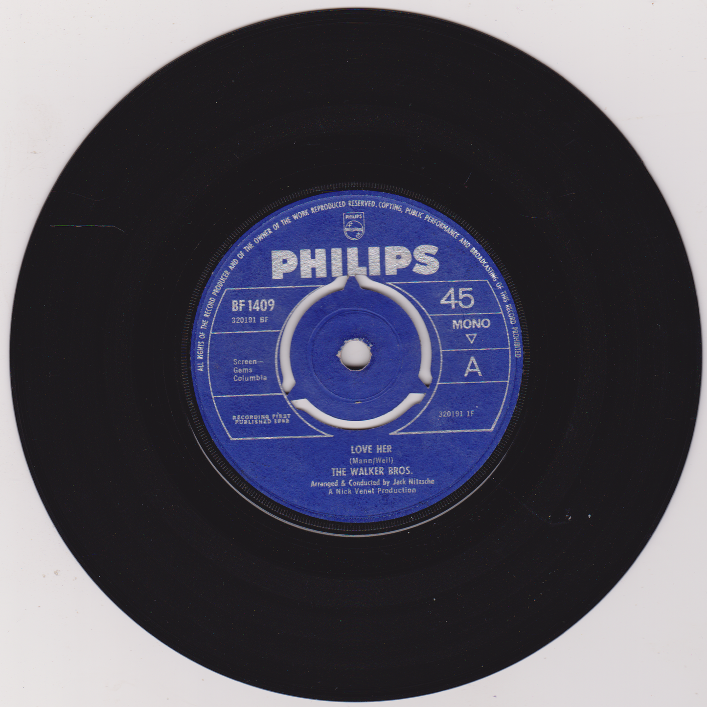 The Walker Brothers – Love Her (Philips 1965) 7" vinyl single VG/-