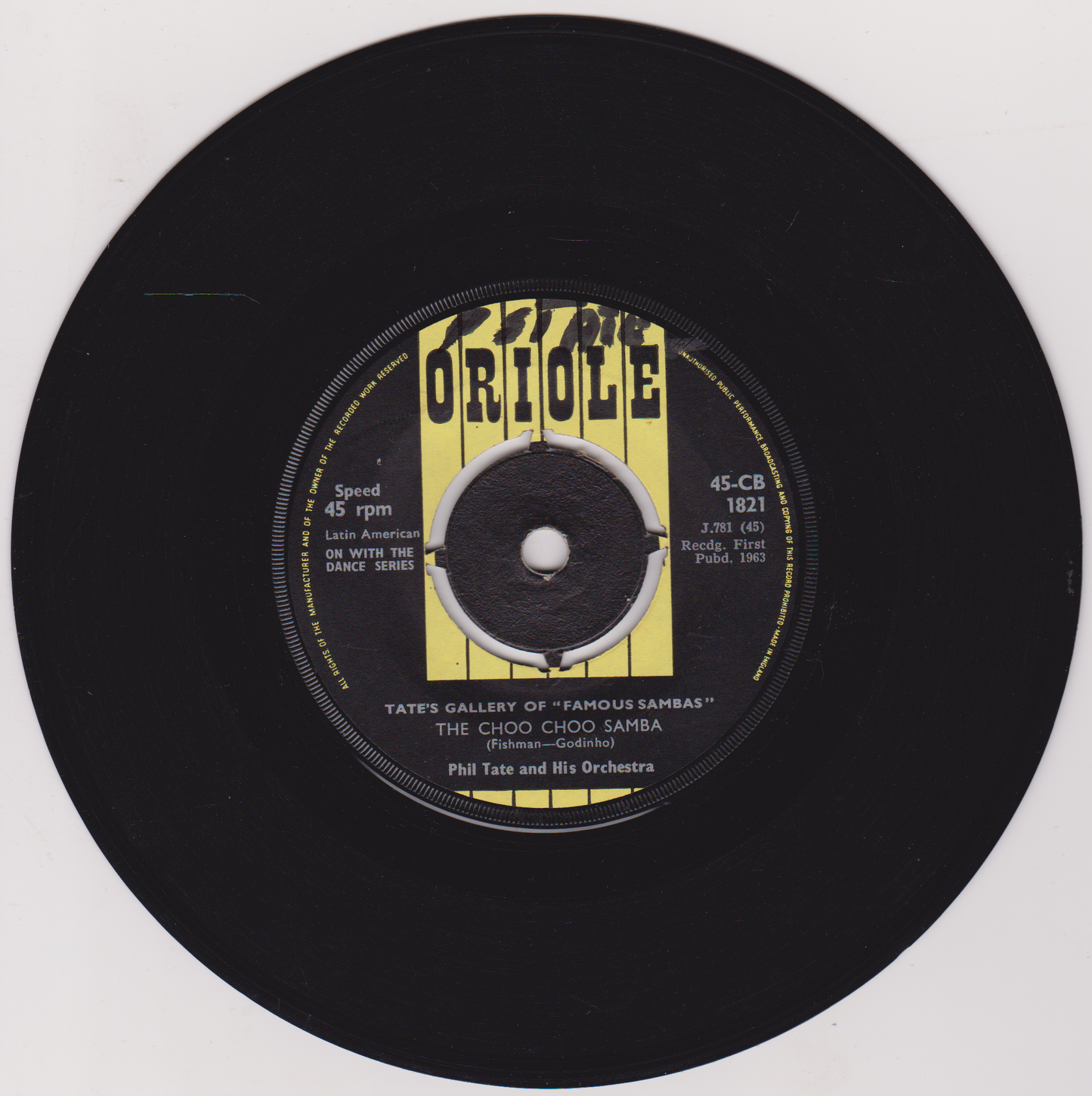 Phil Tate & His Orchestra – Choo Choo Samba / Manana (Oriole) 7" vinyl single VG/-