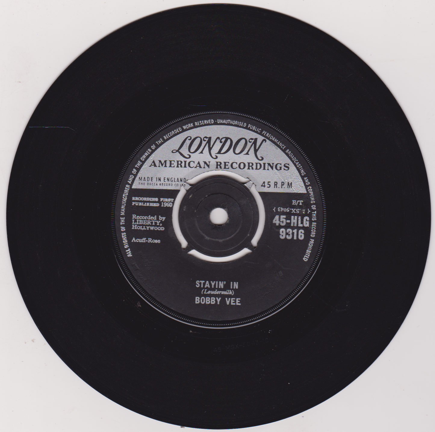 Bobby Vee – More Than I Can Say (London 1960) 7" vinyl single VG/-