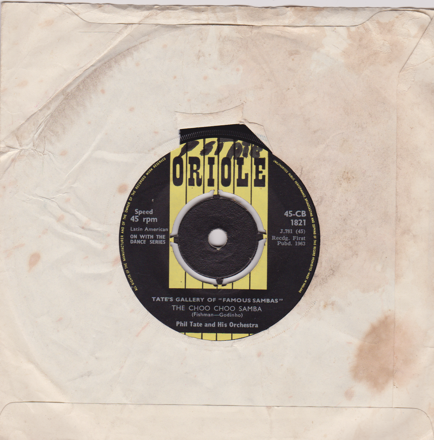 Phil Tate & His Orchestra – Choo Choo Samba / Manana (Oriole) 7" vinyl single VG/-
