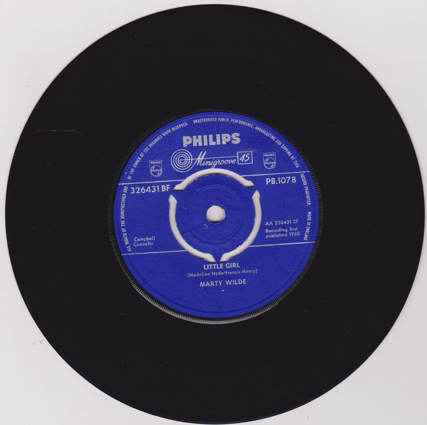 Marty Wilde - Little Girl (Philips 1960) 7" vinyl single VG/-