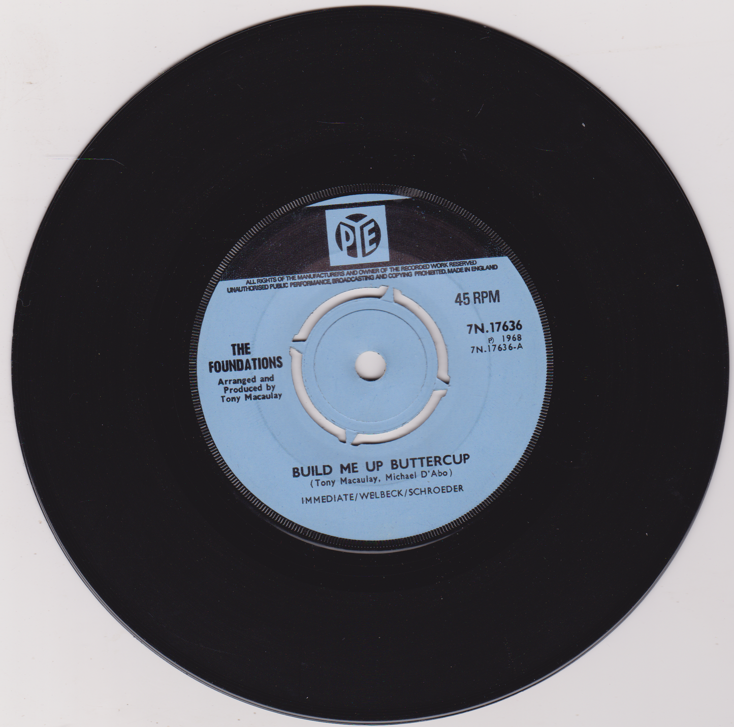 The Foundations – Build Me Up Buttercup (Pye 1968) 7" vinyl single VG/VG