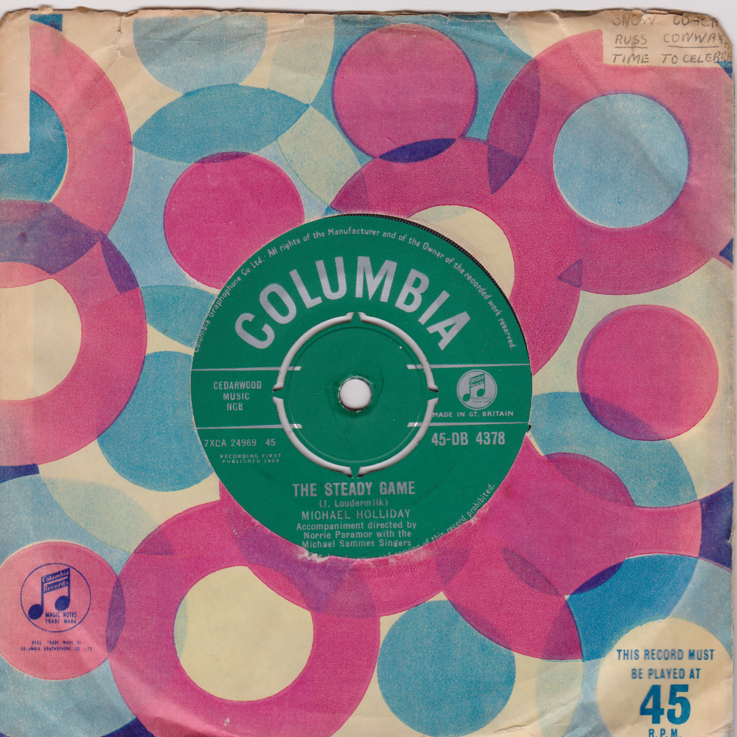 Michael Holliday – Starry Eyed (Columbia 1959) 7" vinyl single VG/-