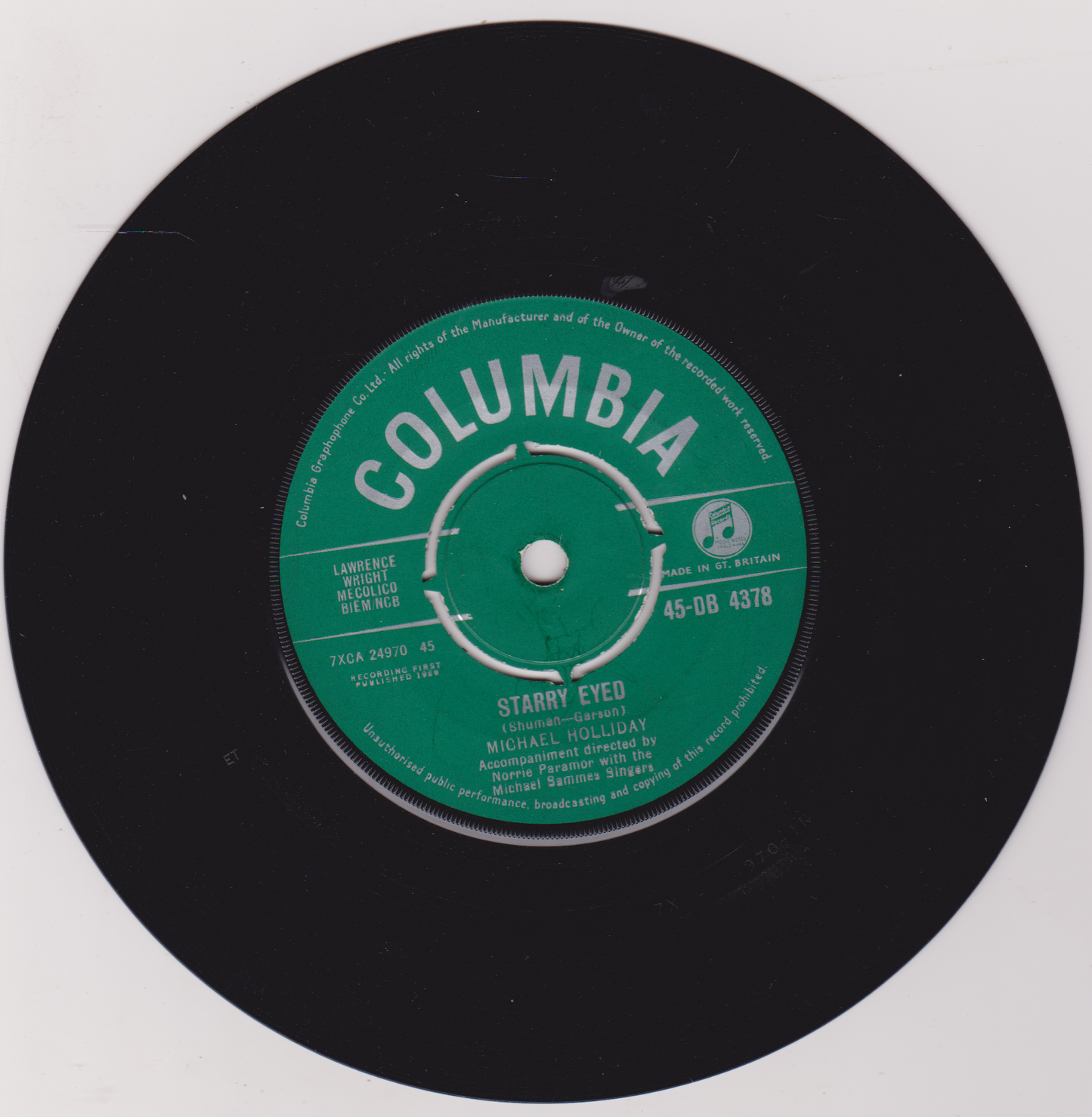 Michael Holliday – Starry Eyed (Columbia 1959) 7" vinyl single VG/-