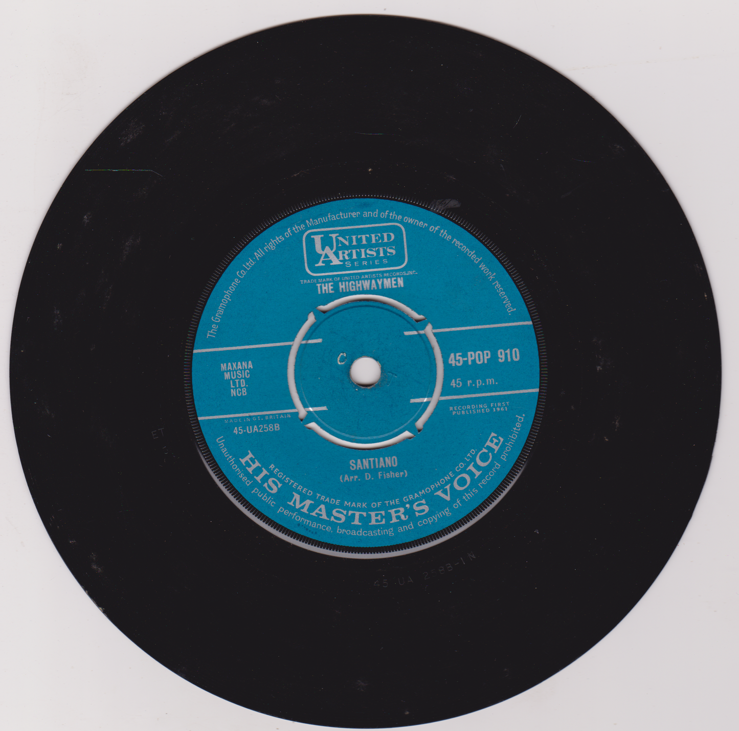 The Highwaymen – Michael (HMV 1961) 7" vinyl single VG/-