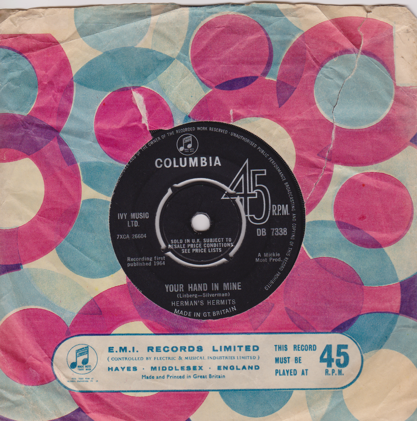 Herman's Hermits - I'm Into Something Good (Columbia 1964) 7" vinyl single VG/-