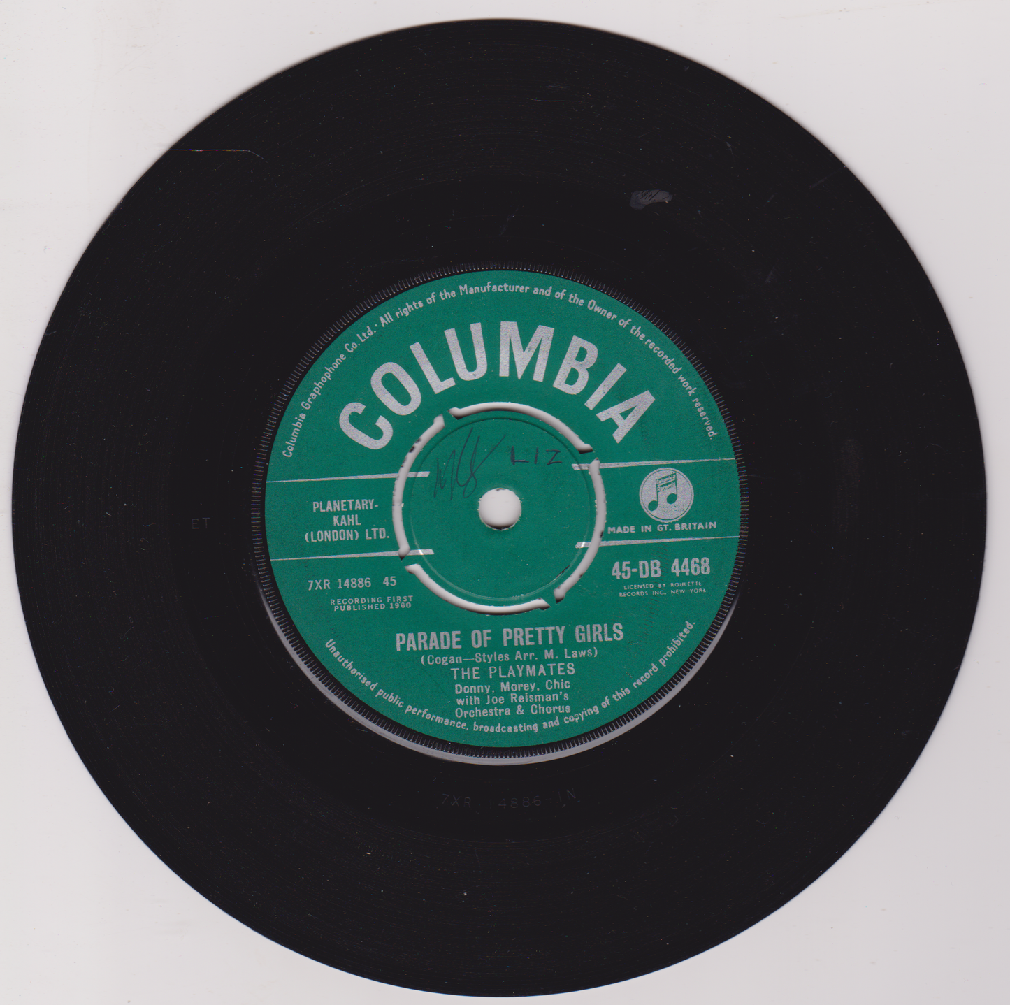 The Playmates - Parade Of Pretty Girls (Columbia 1960) 7" vinyl single VG/VG