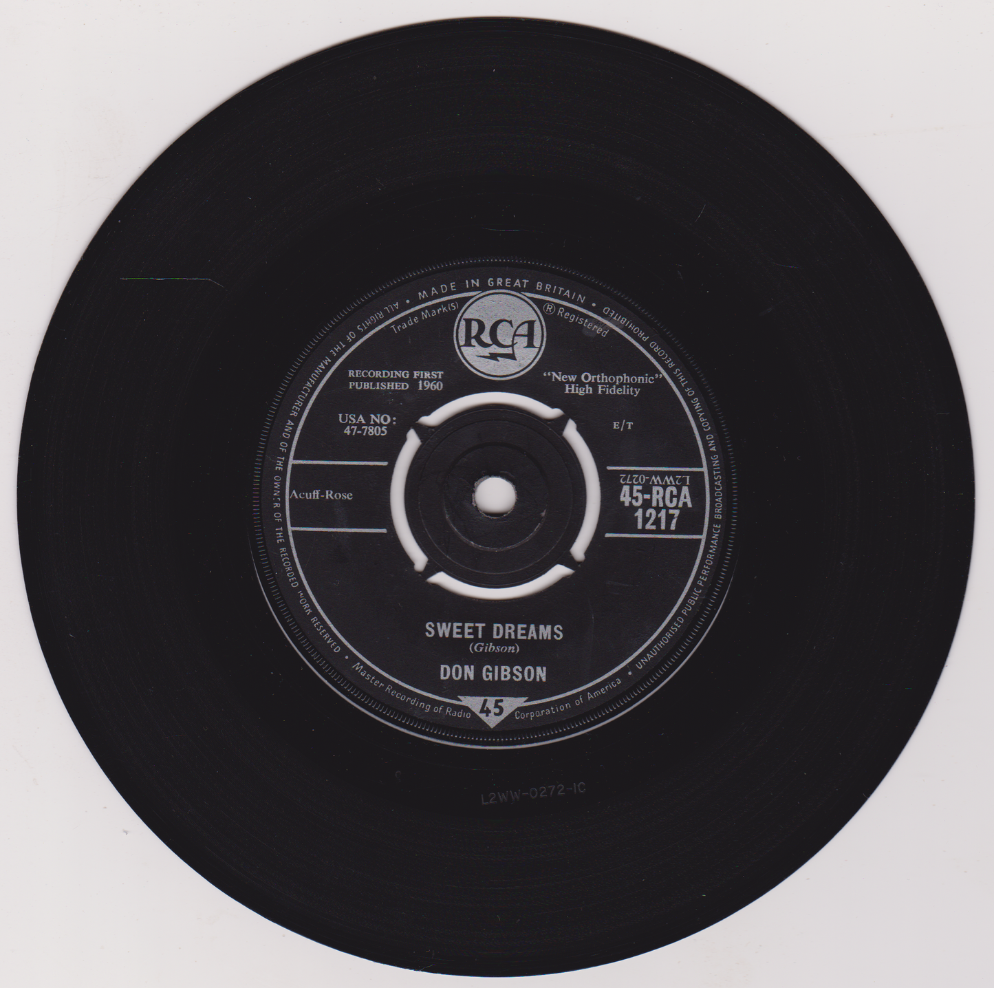 Don Gibson – The Same Street (RCA 1960) 7" vinyl single VG/-