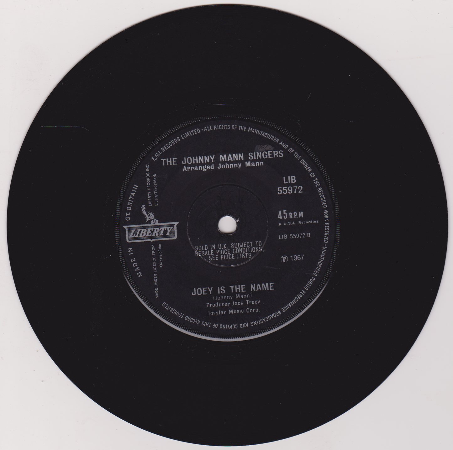 The Johnny Mann Singers – Up-up And Away (Liberty 1967) 7" vinyl single VG/-