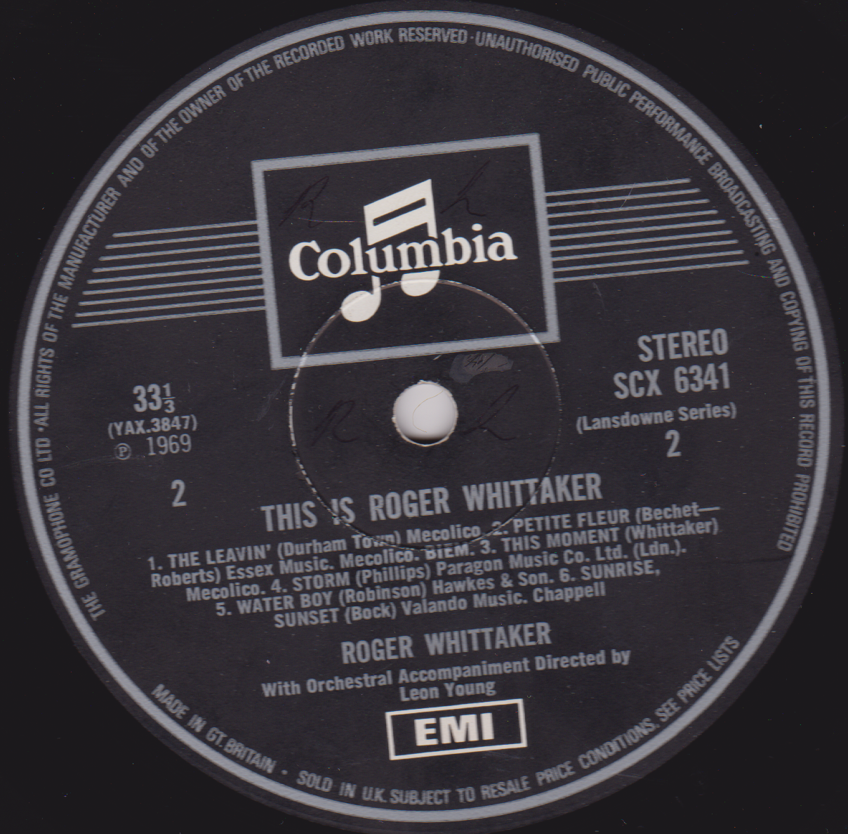 Roger Whittaker – This is Roger Whittaker (EMI 1969) 12" vinyl LP VG/VG