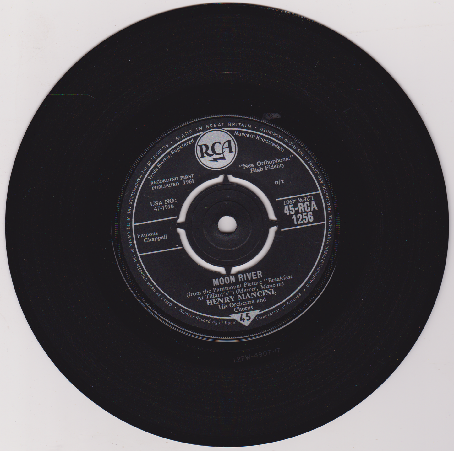 Henry Mancini – Moon River (RCA 1961) 7" vinyl single VG/-
