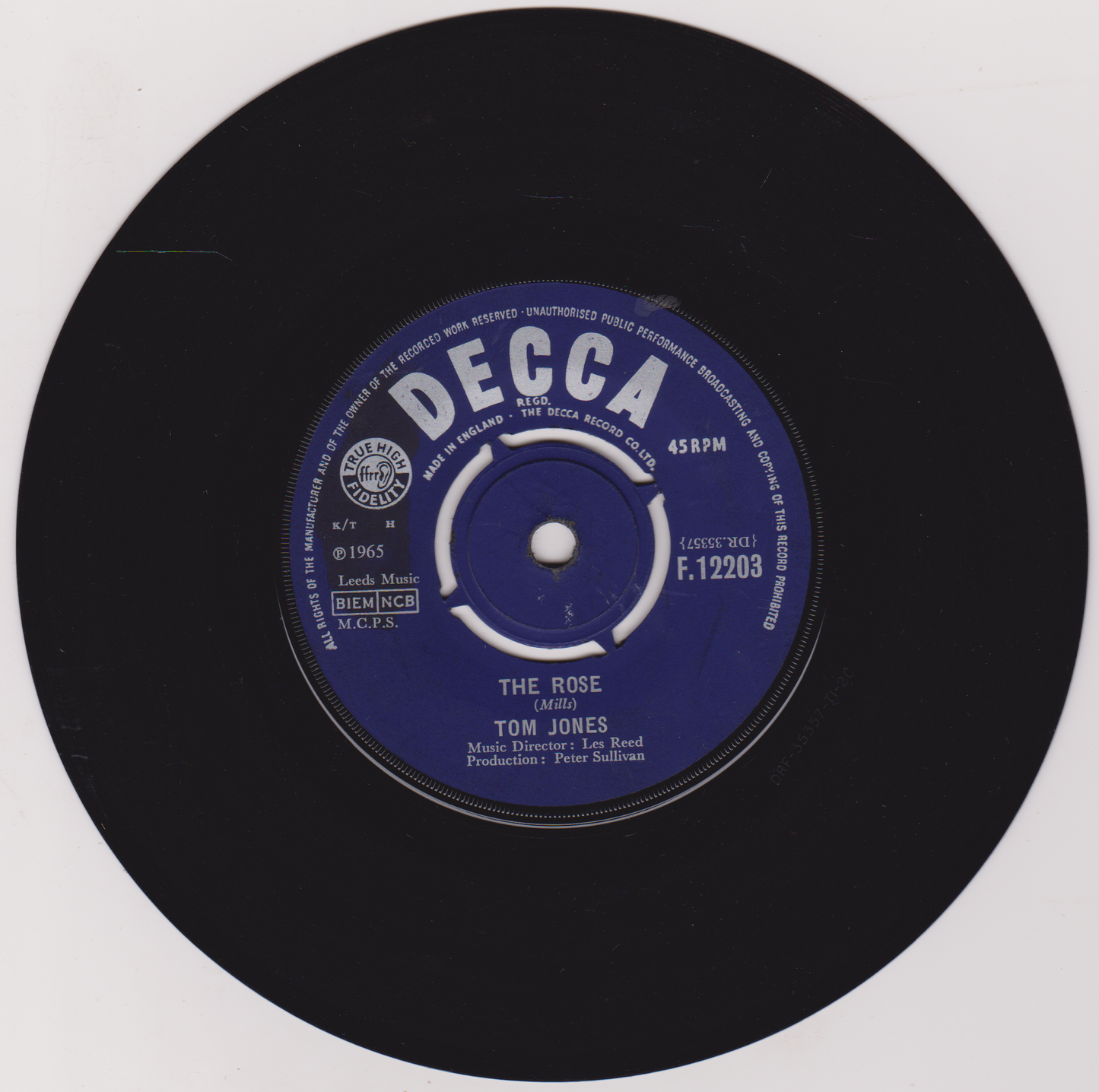 Tom Jones – What's New Pussycat? (Decca, 1965) 7" vinyl single VG/-