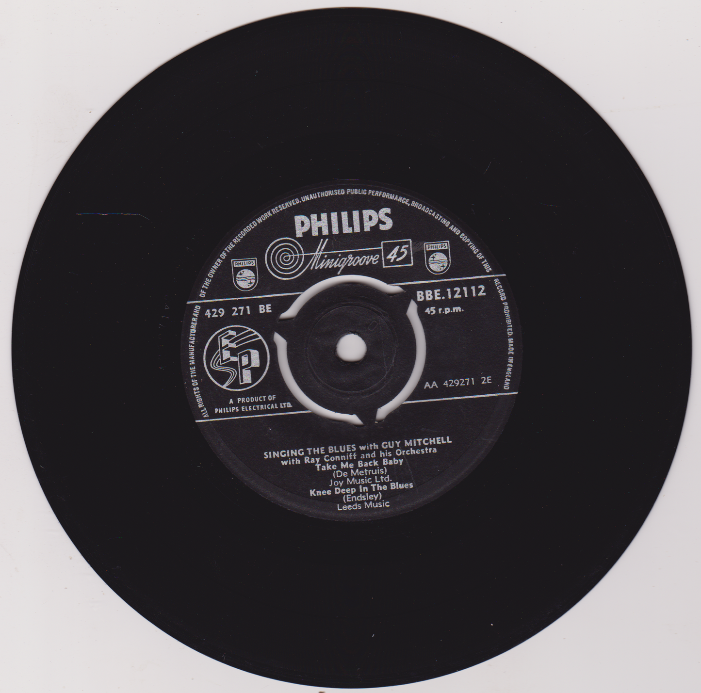 Guy Mitchell – Singing The Blues With (Philips 1956) 7" vinyl EP VG/-