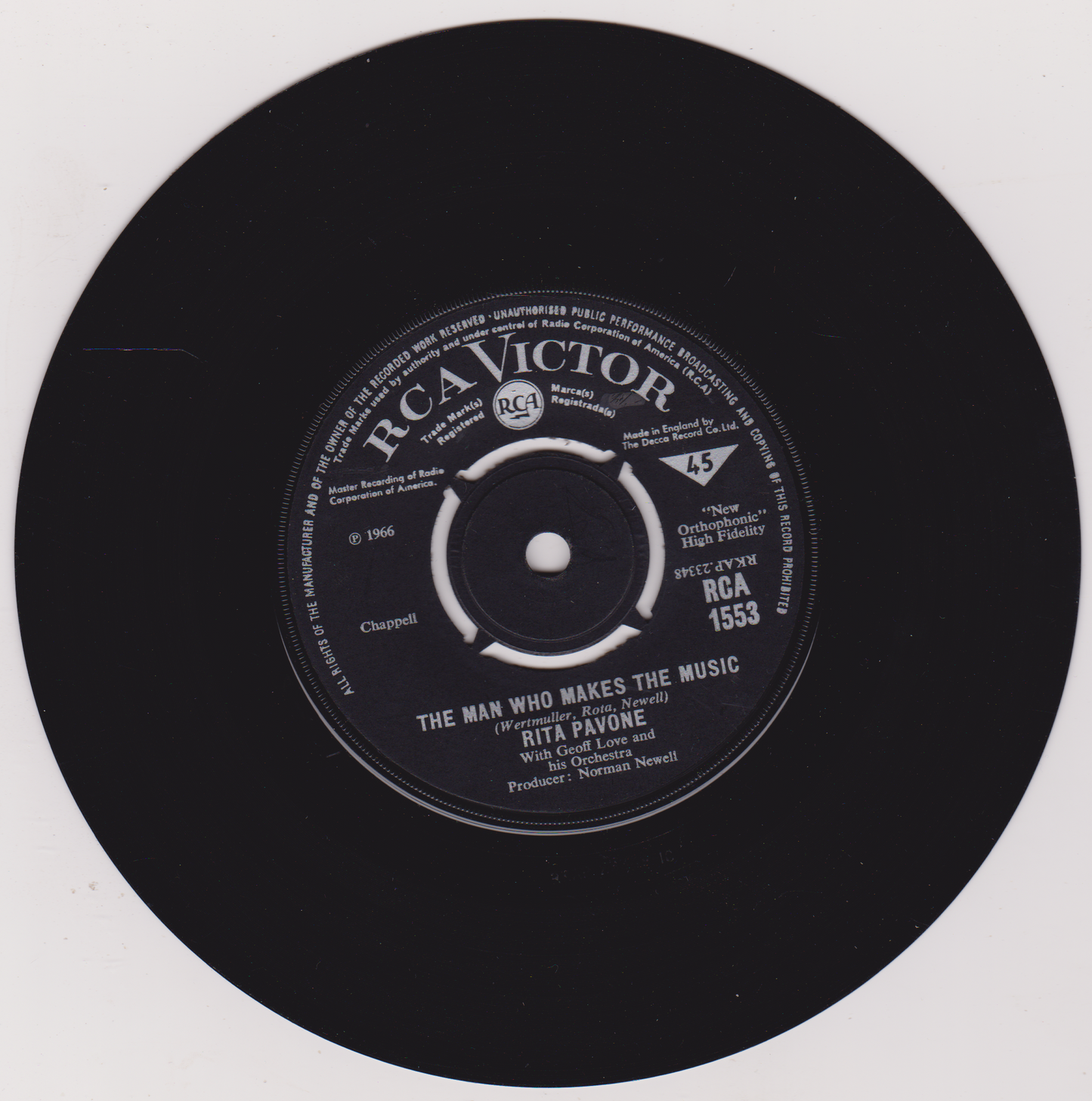 Rita Pavone – Heart (RCA 1966) 7" vinyl single VG/-