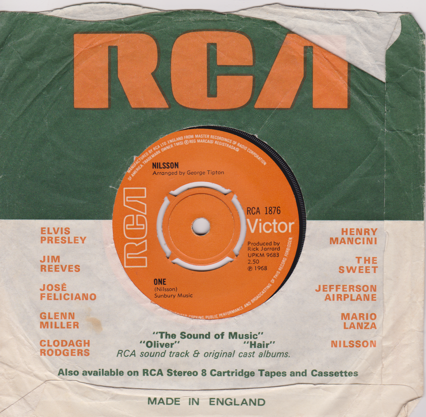 Nilsson – Everybody's Talkin' (RCA 1969) 7" vinyl single VG/-