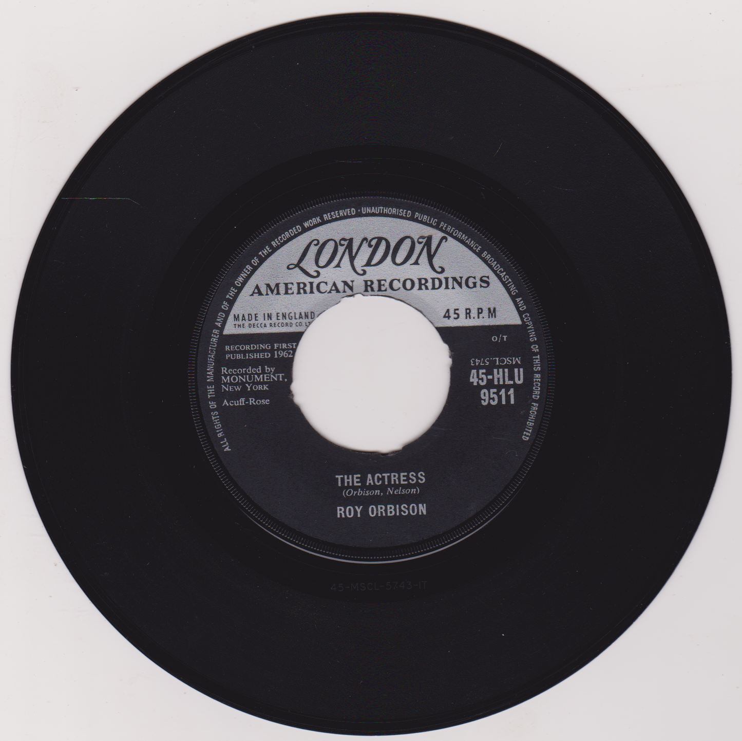 Roy Orbison - Dream Baby (London 1962) 7" vinyl single VG/- jukebox centre