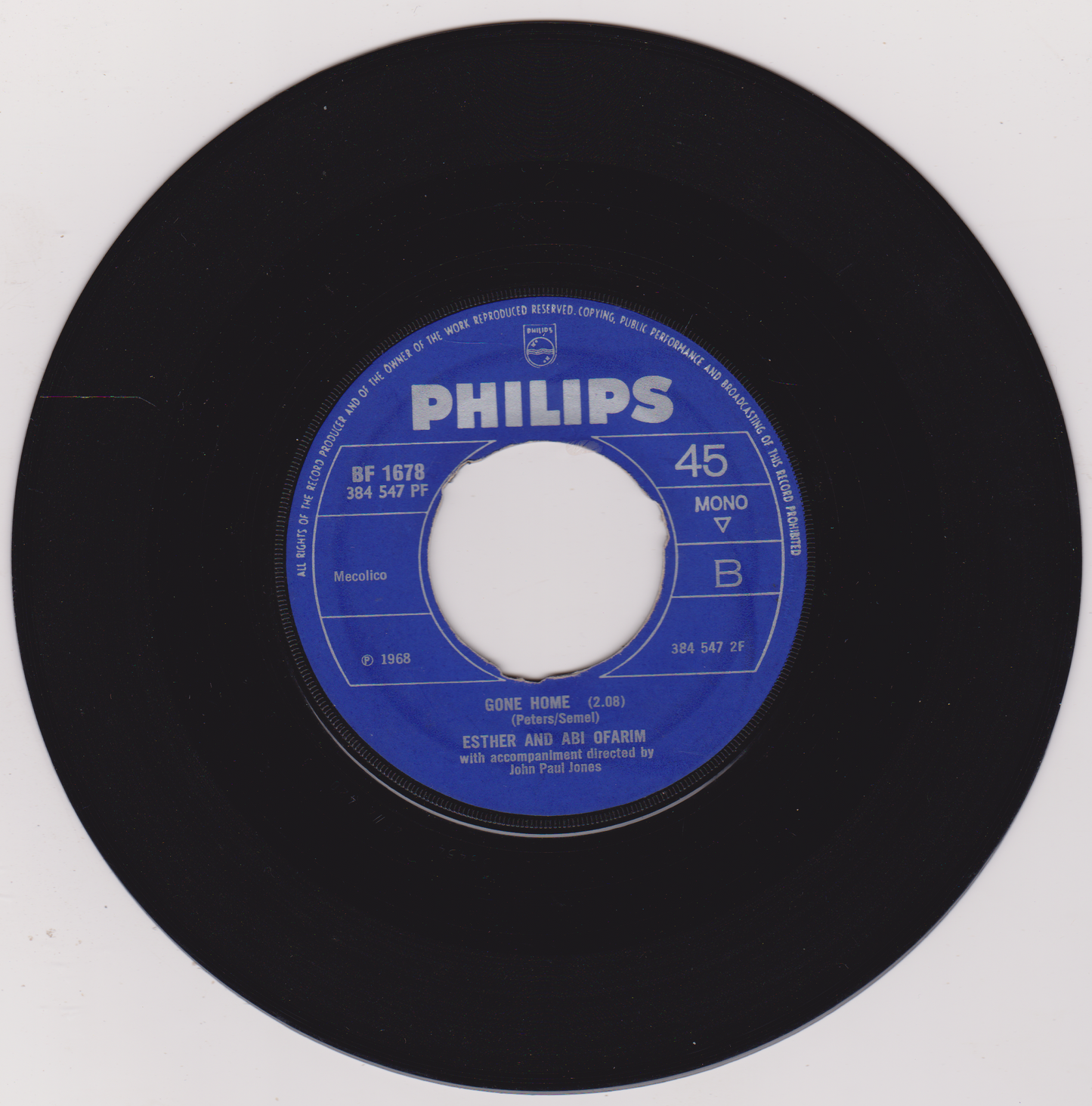 Esther & Abi Ofarim – One More Dance (Philips 1968) 7" vinyl single VG/- jukebox centre