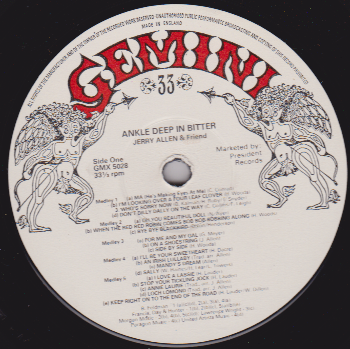 Jerry Allen – Ankle Deep In Bitter (Gemini 1968) 12" vinyl LP VG/VG